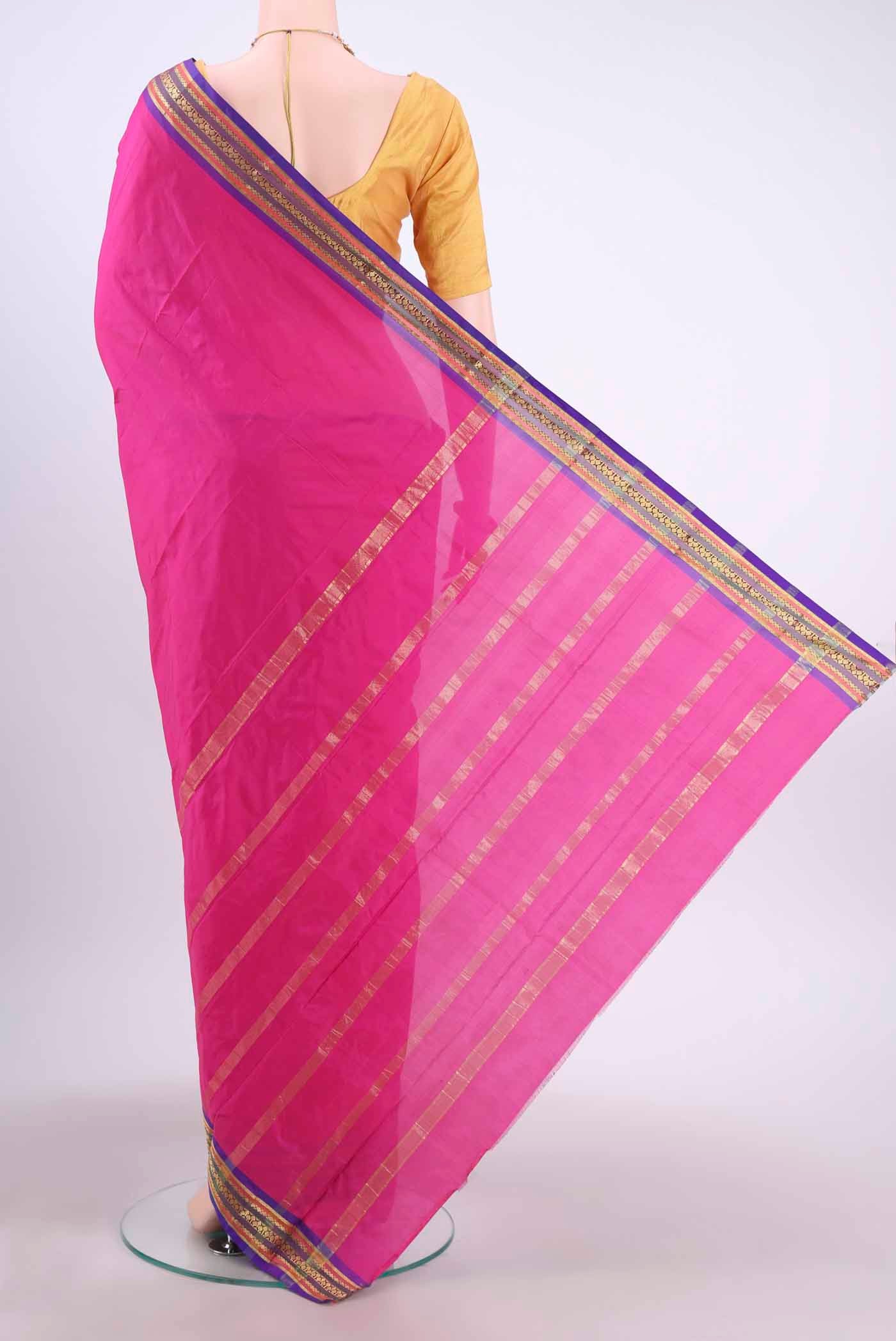 Rani Pink Dual Tone Blended Bangalore Silk Saree - Image 3
