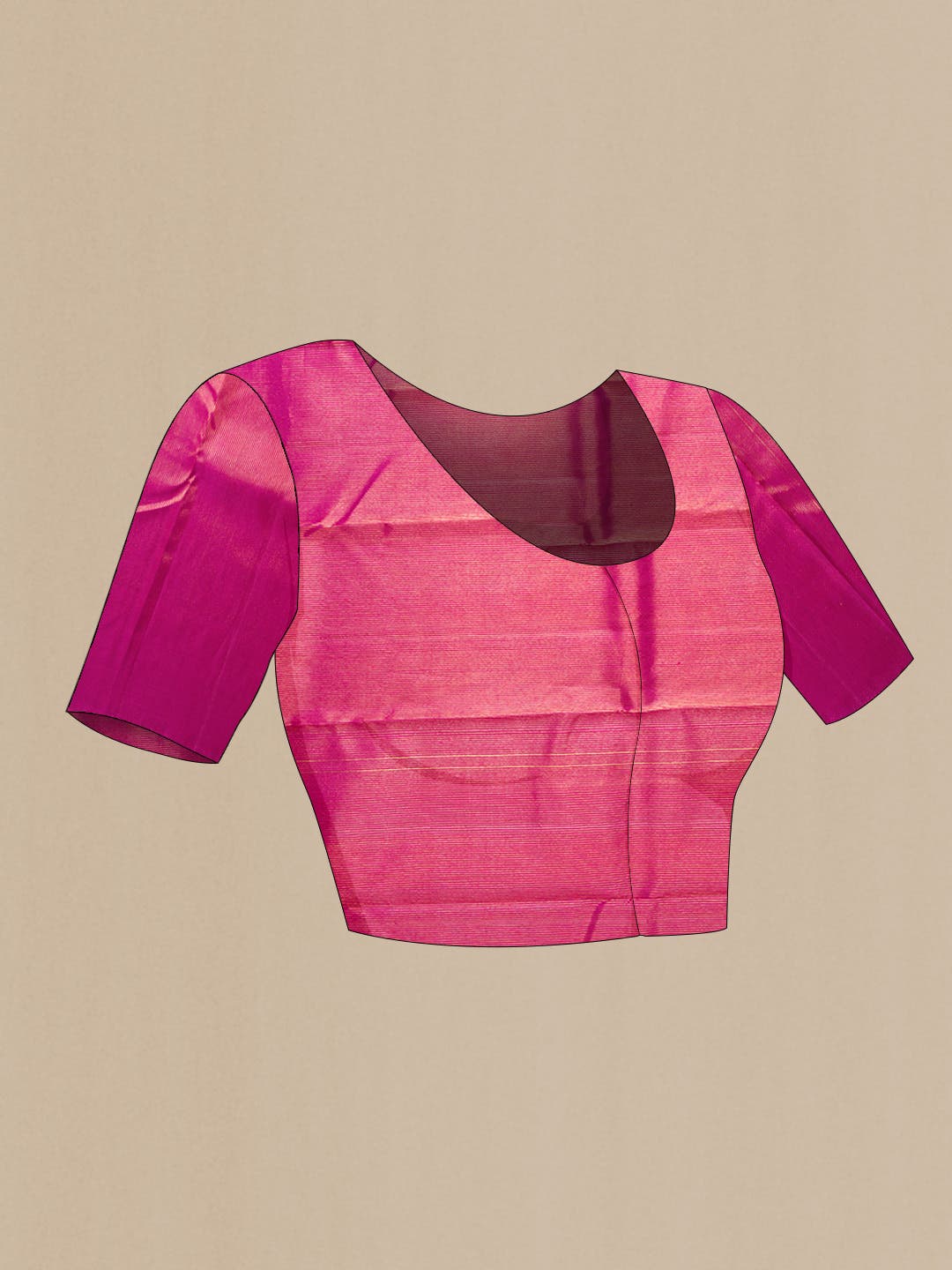 Rani Pink Dual Tone Kanjivaram Silk Saree - Image 7