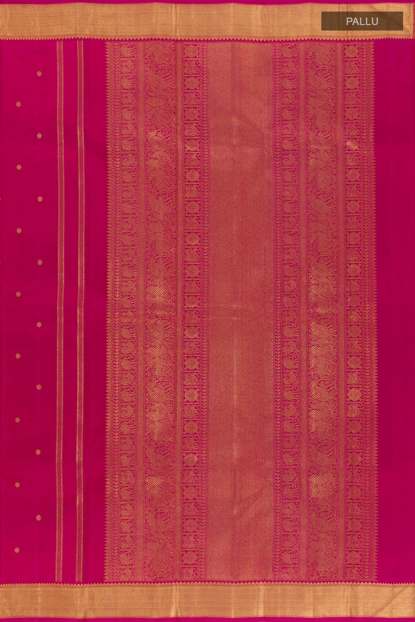 Pure Silk Pure Zari Rani Pink Kanjivaram Saree - Image 6