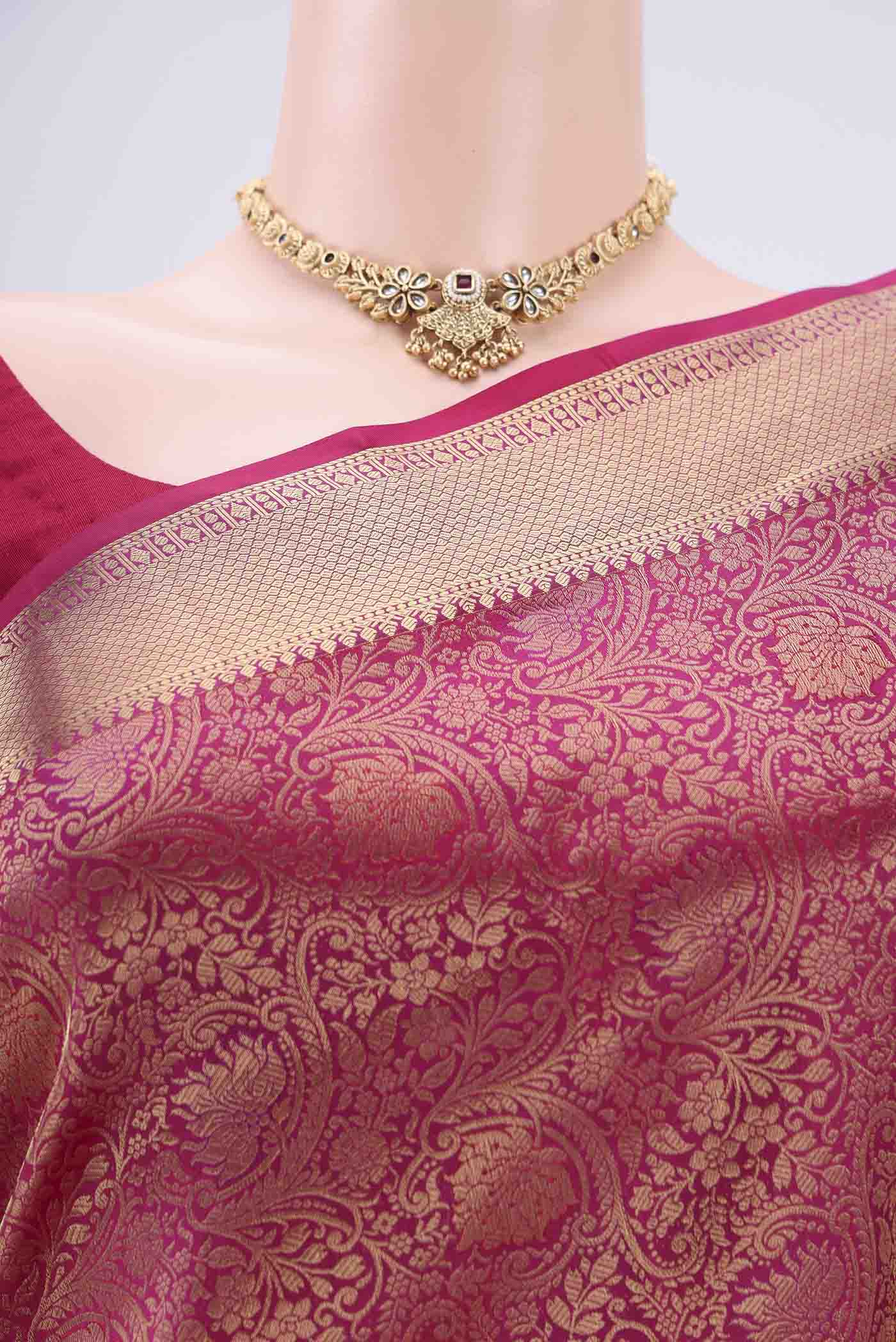 Pink Soft Silk Saree - Image 2