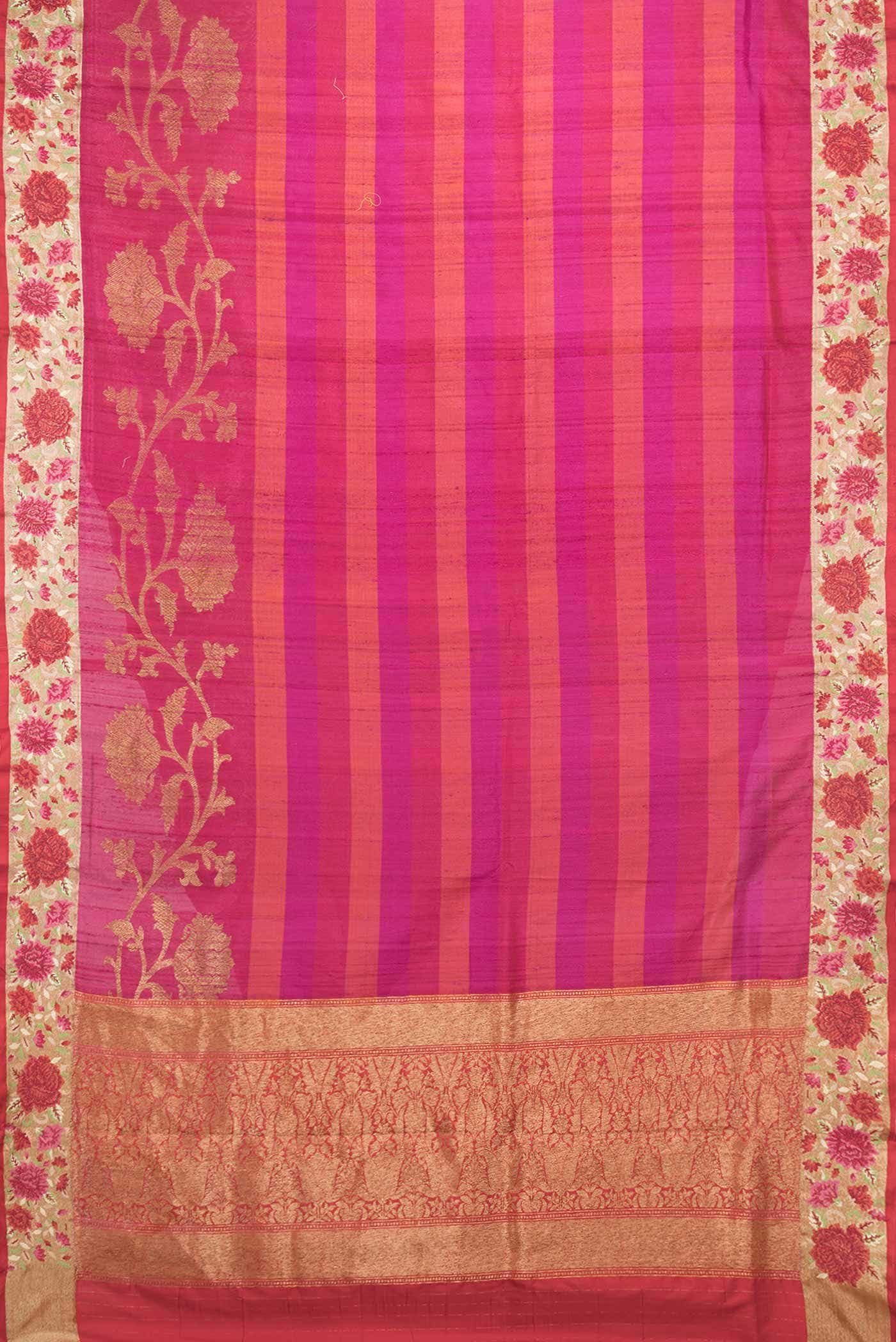 Rani Pink Dual Tone Tussar Silk Saree - Image 4