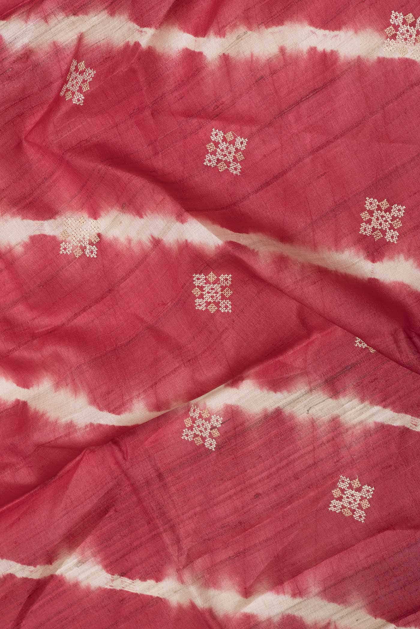 Rani Pink Dual Tone Tussar Silk Saree - Image 2