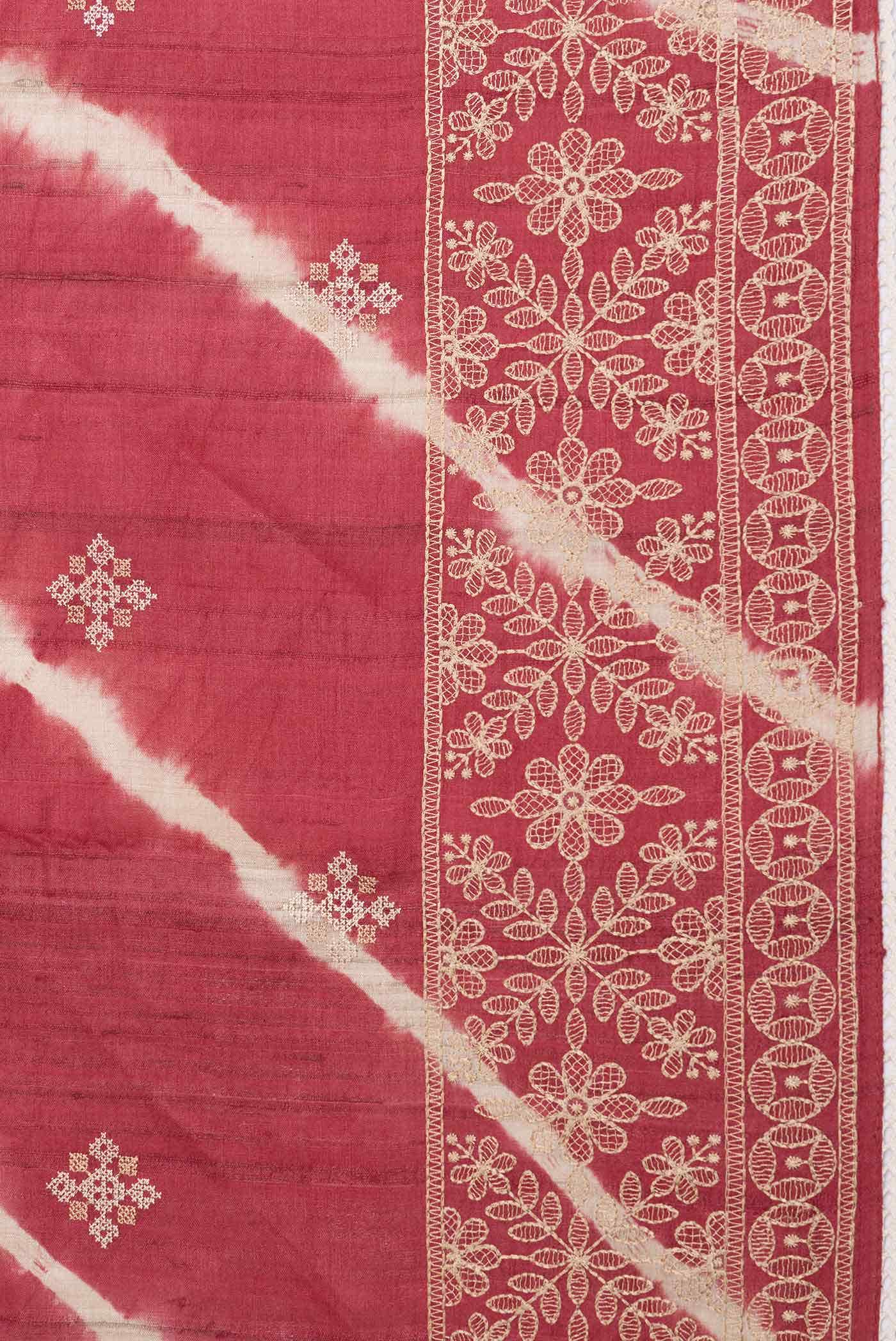 Rani Pink Dual Tone Tussar Silk Saree - Image 3