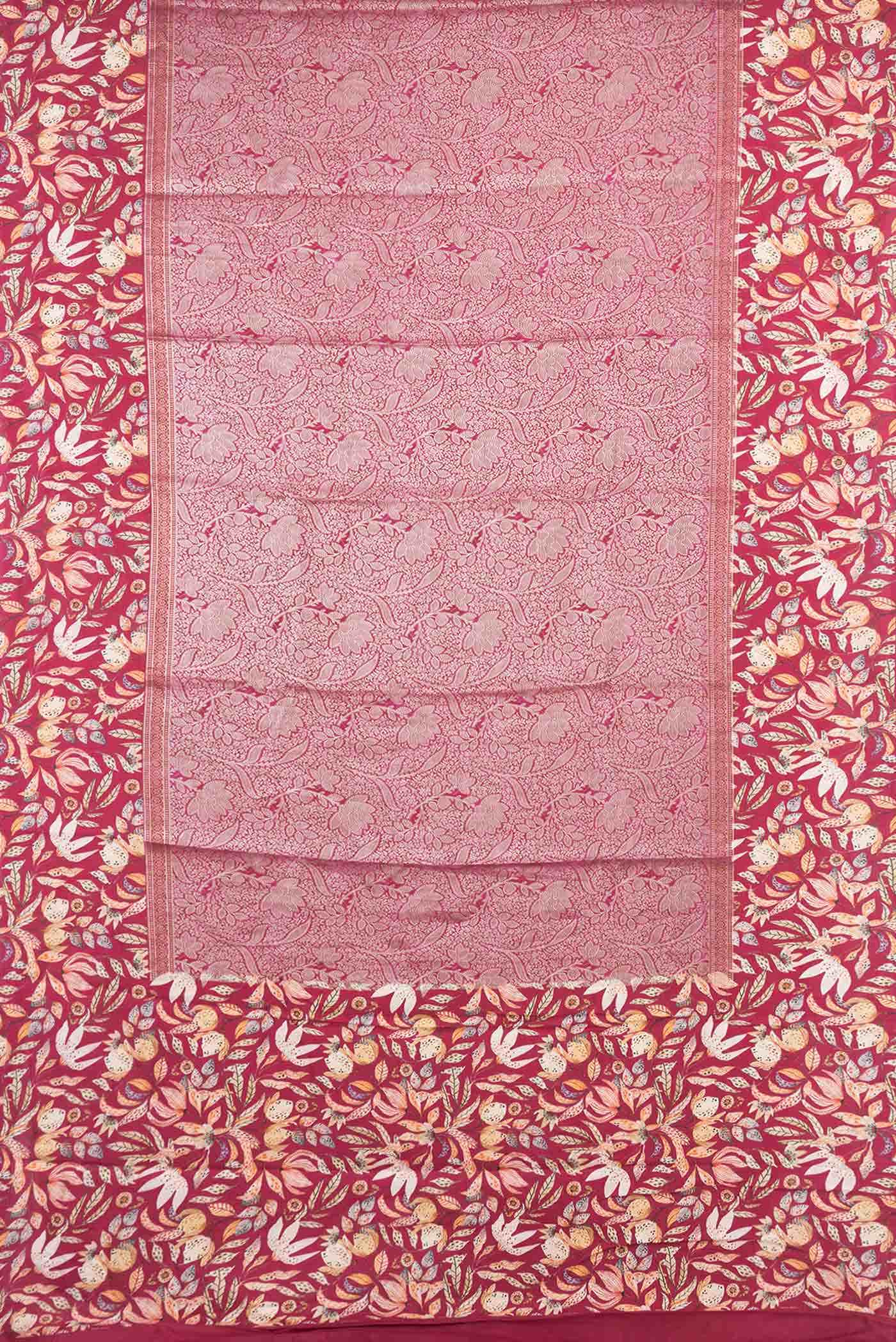 Rani Pink Dual Tone Tussar Silk Saree - Image 4