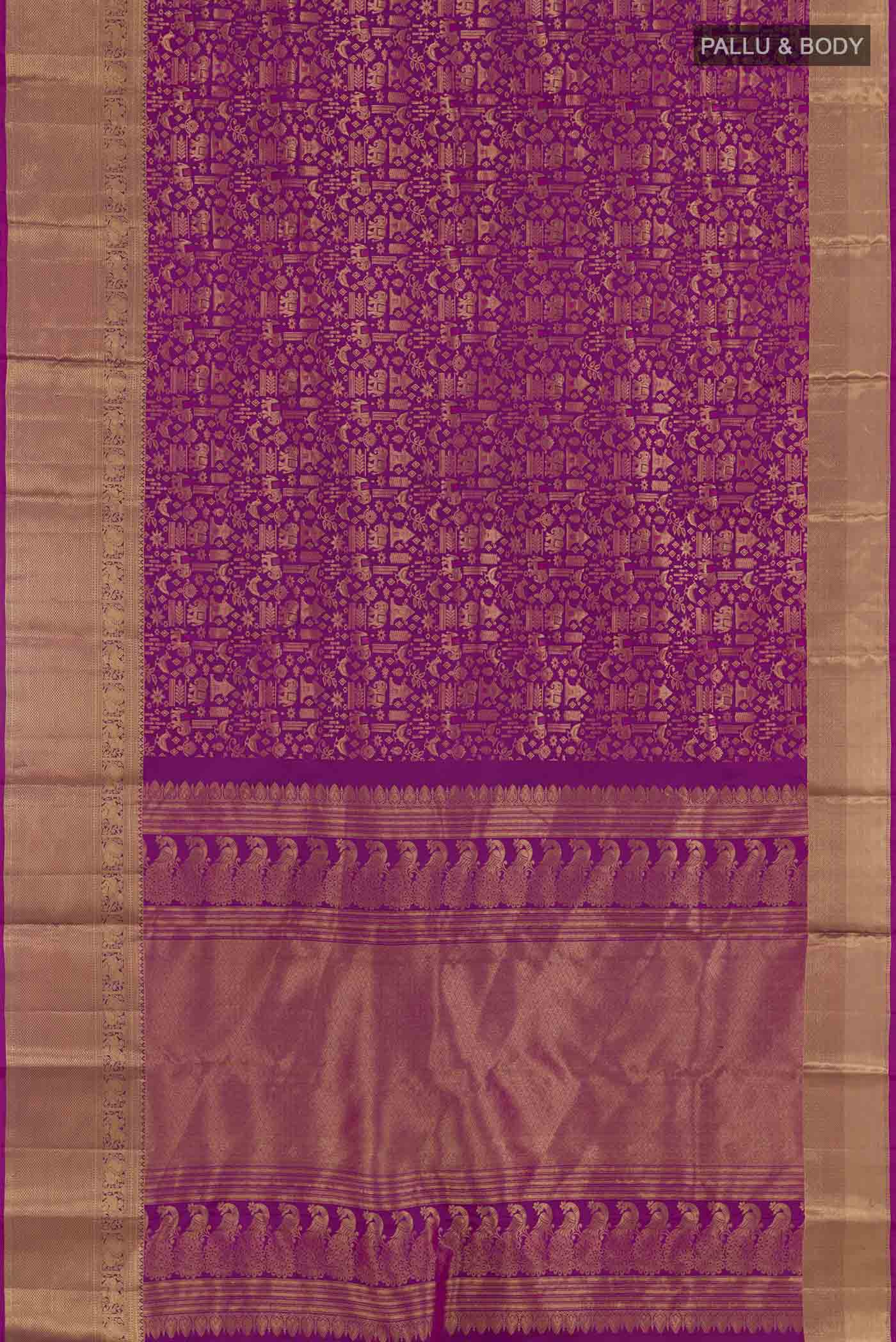 Purple Kanchipuram Silk Saree - Image 3