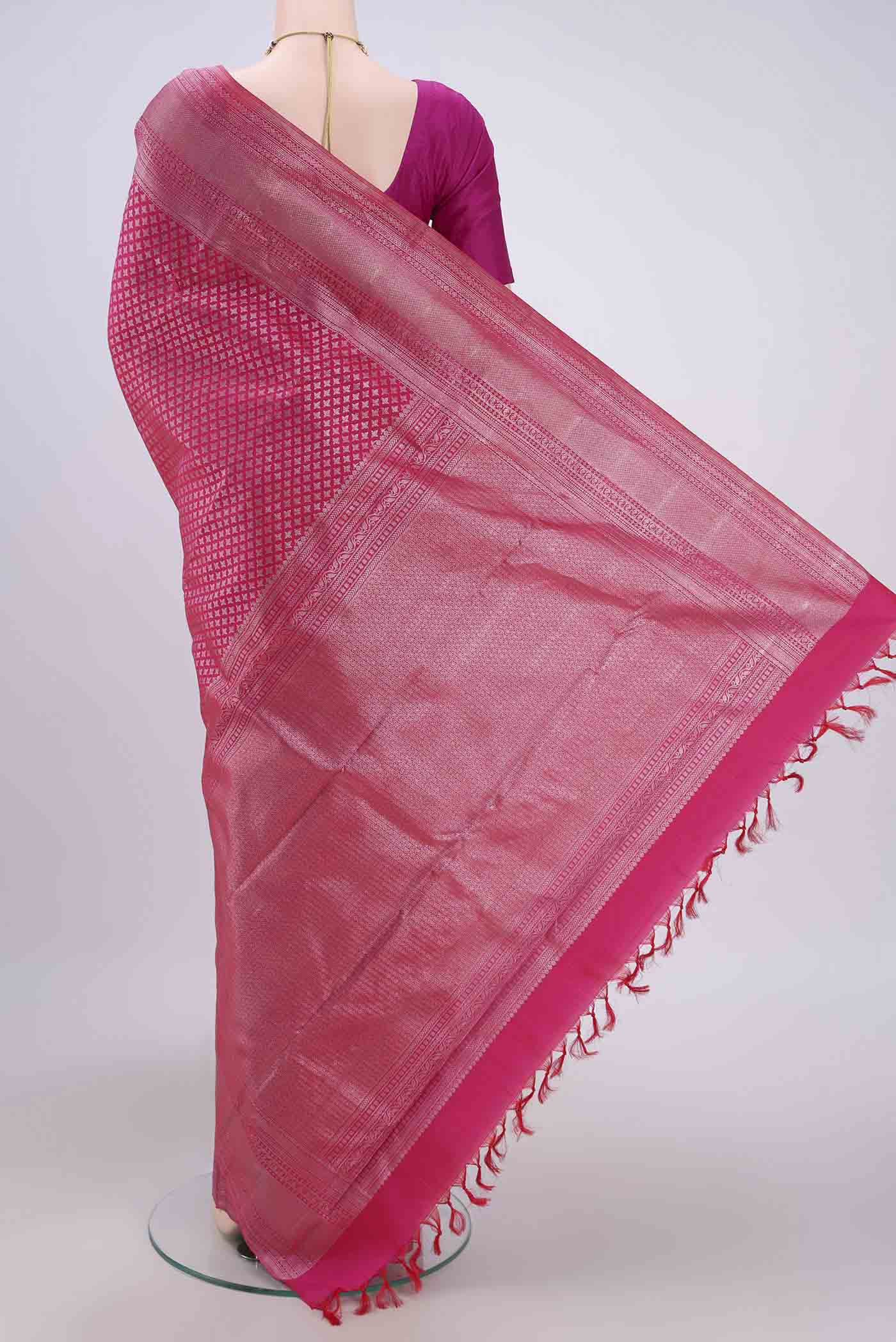 Rani Pink Kanchipuram Silk Saree - Image 3