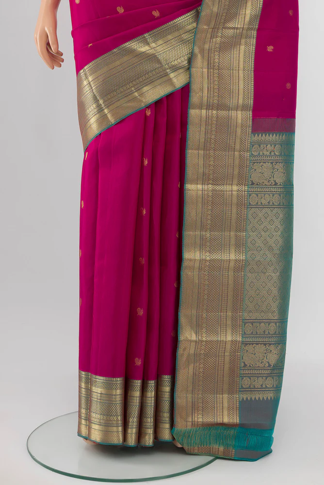 Rani Pink Kanchipuram Silk Saree - Image 3