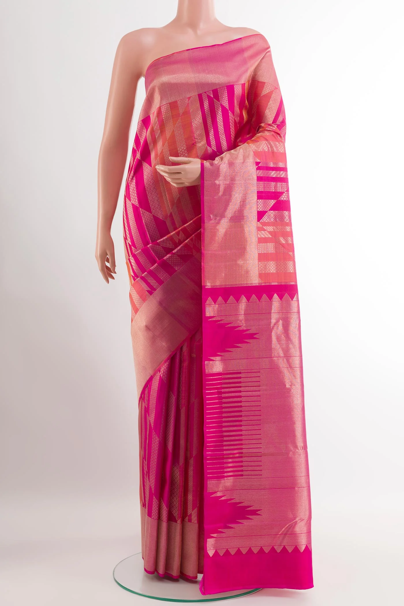 Rani Pink Kanchipuram Silk Saree - Image 2
