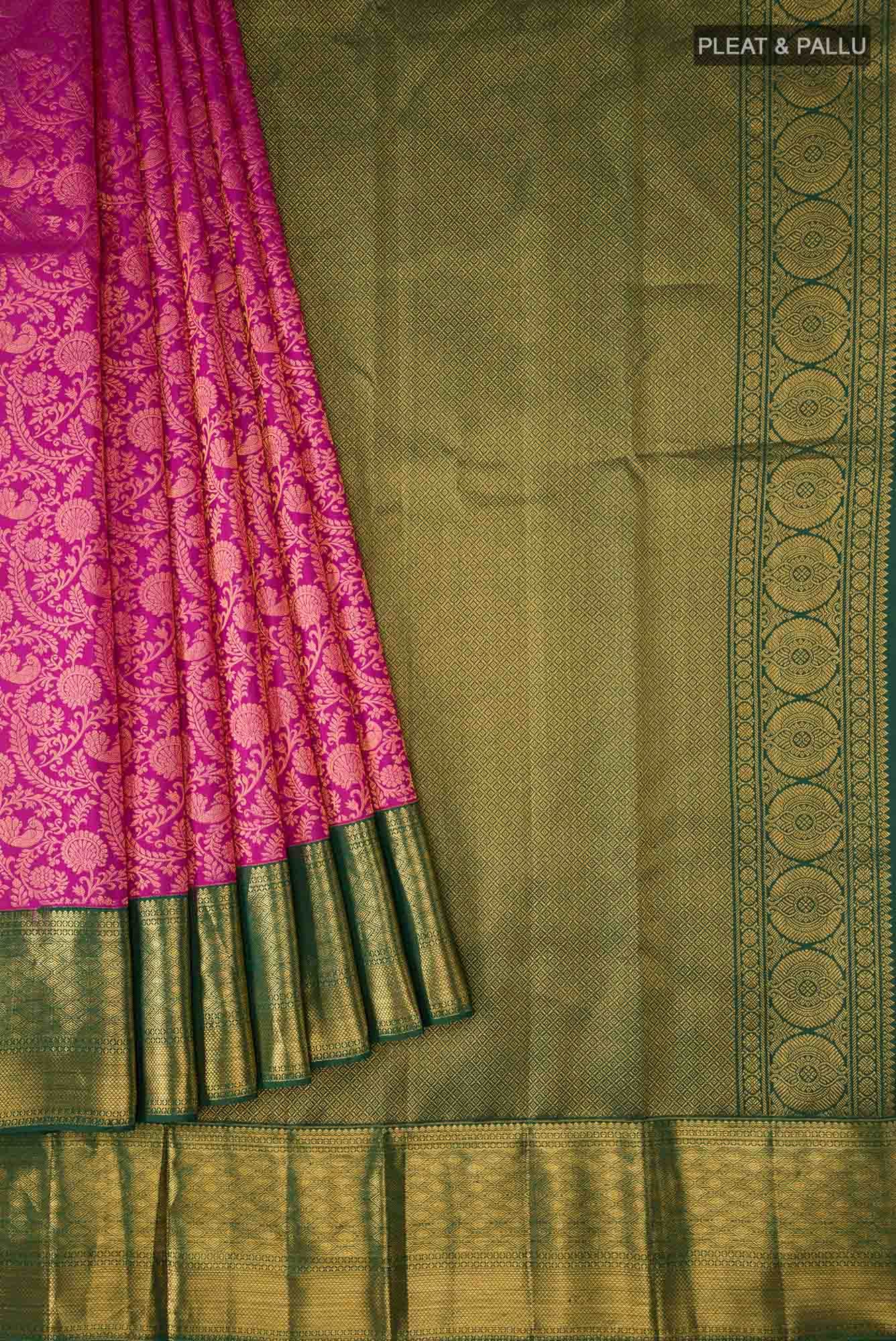 Rani Pink Kanjivaram Silk Saree - Image 2