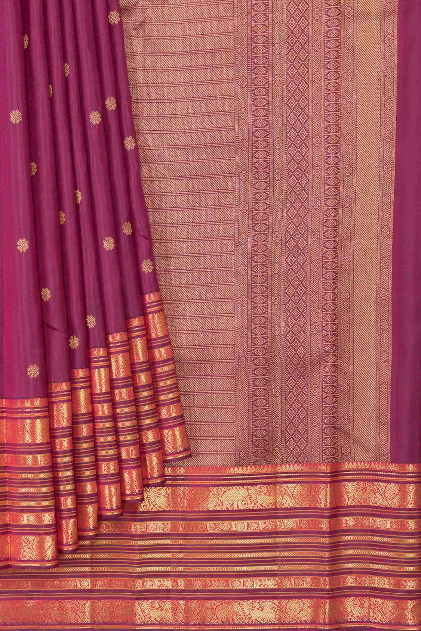 Rani Pink Kanjivaram Silk Saree - Image 2
