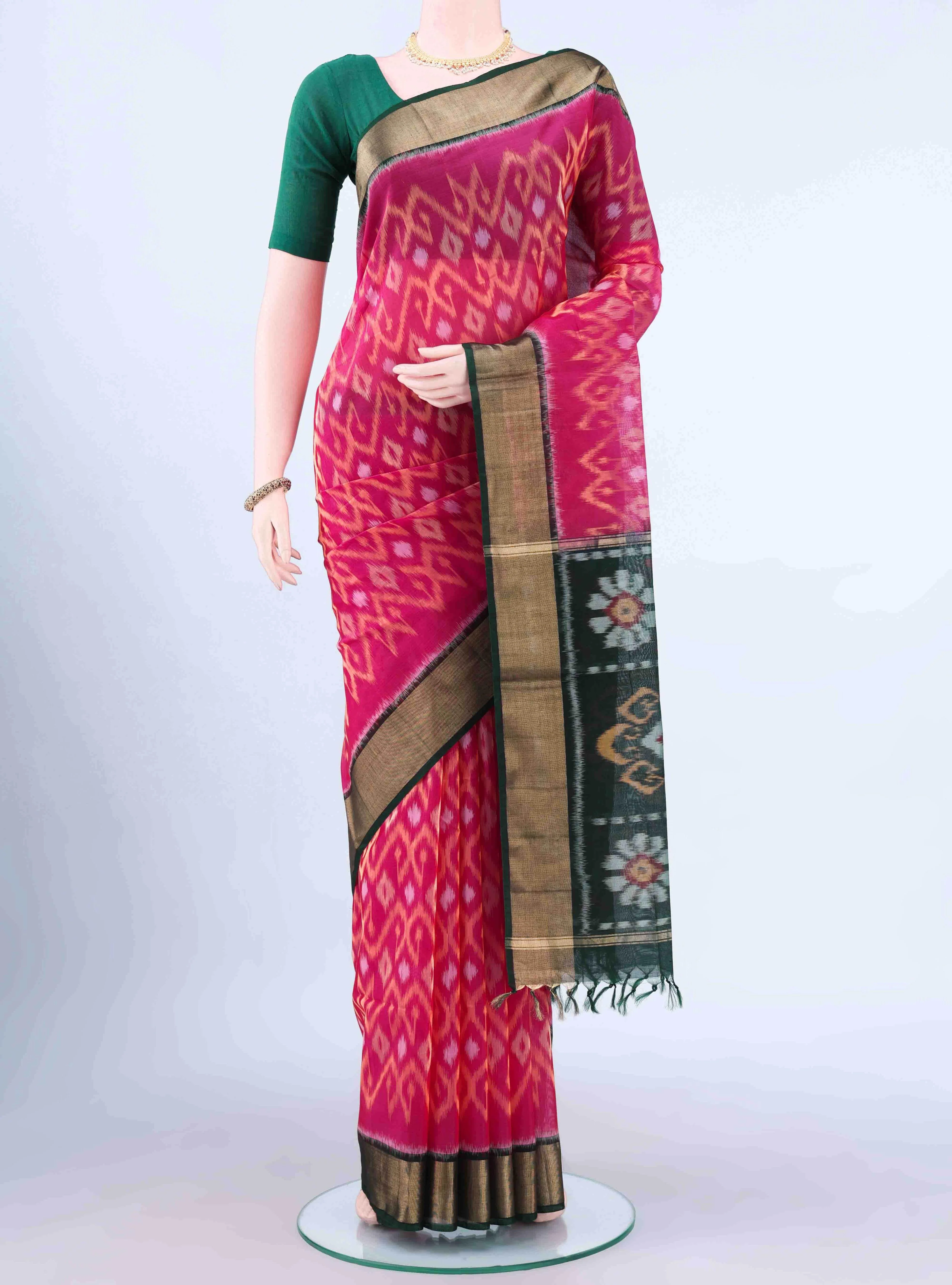 Rani Pink Kora Cotton Saree