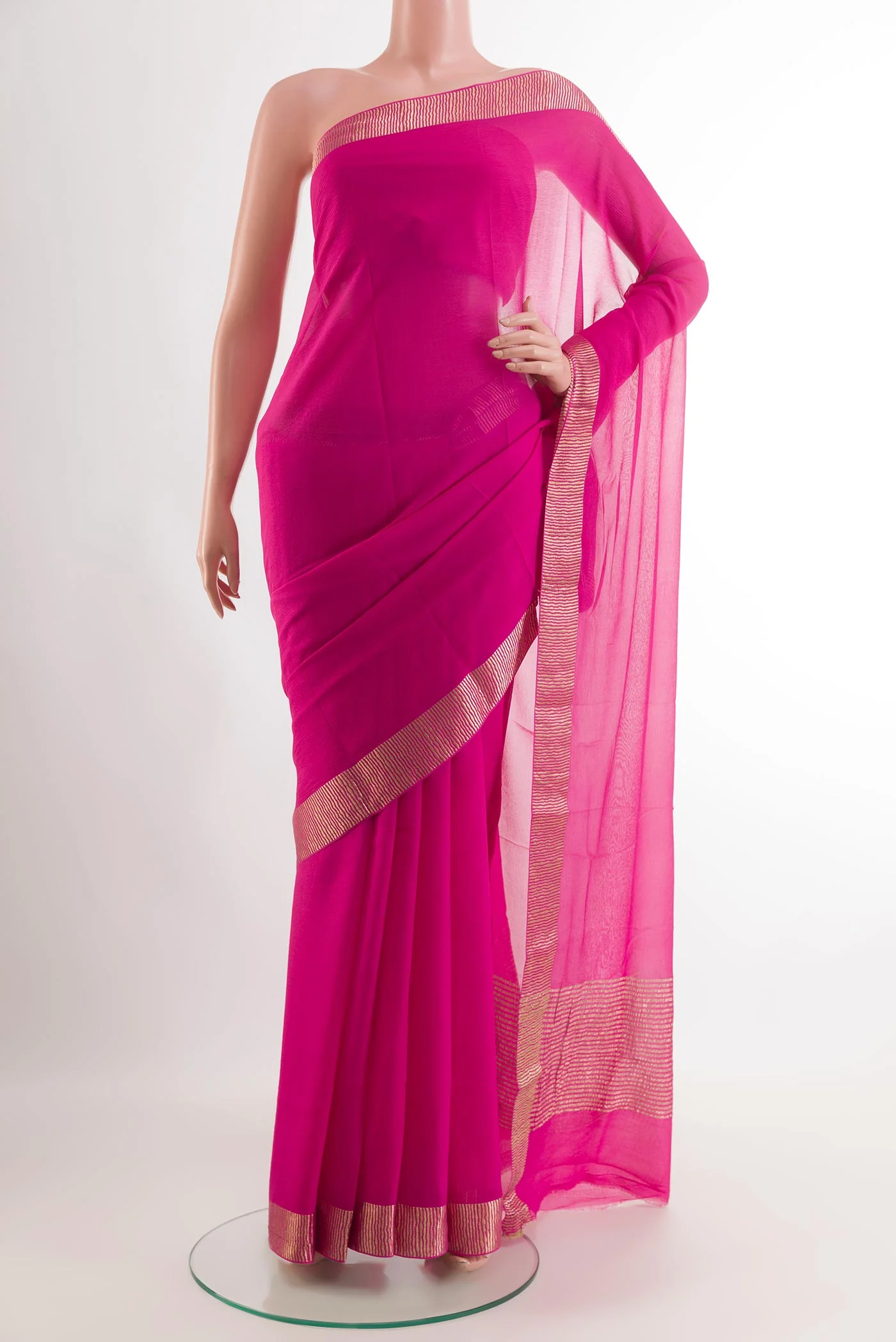 Rani Pink Mysore Chiffon Saree