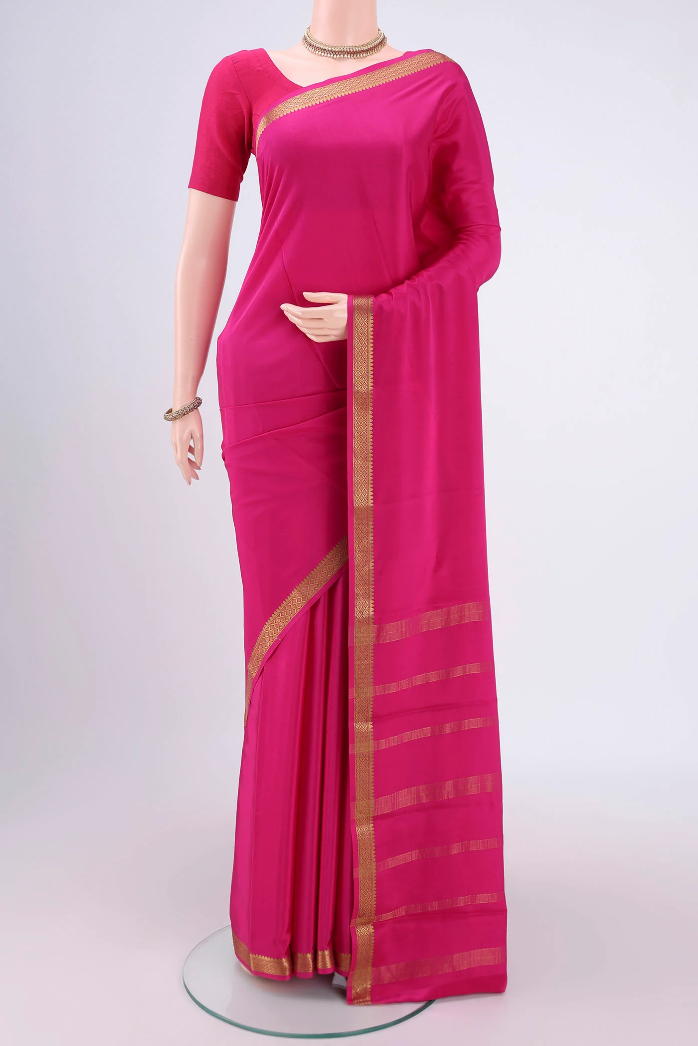 Rani Pink Mysore Crepe Saree