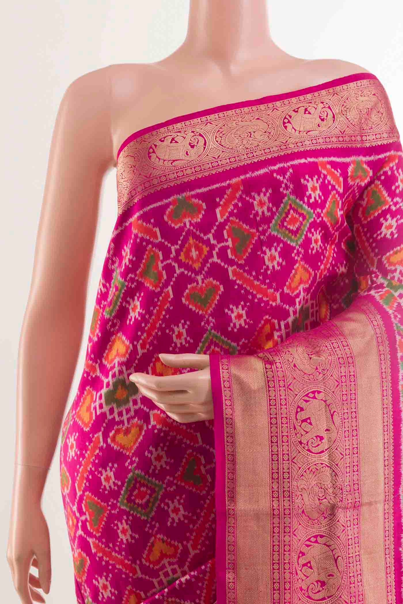 Rani Pink Rajkot Patola Silk Saree - Image 2