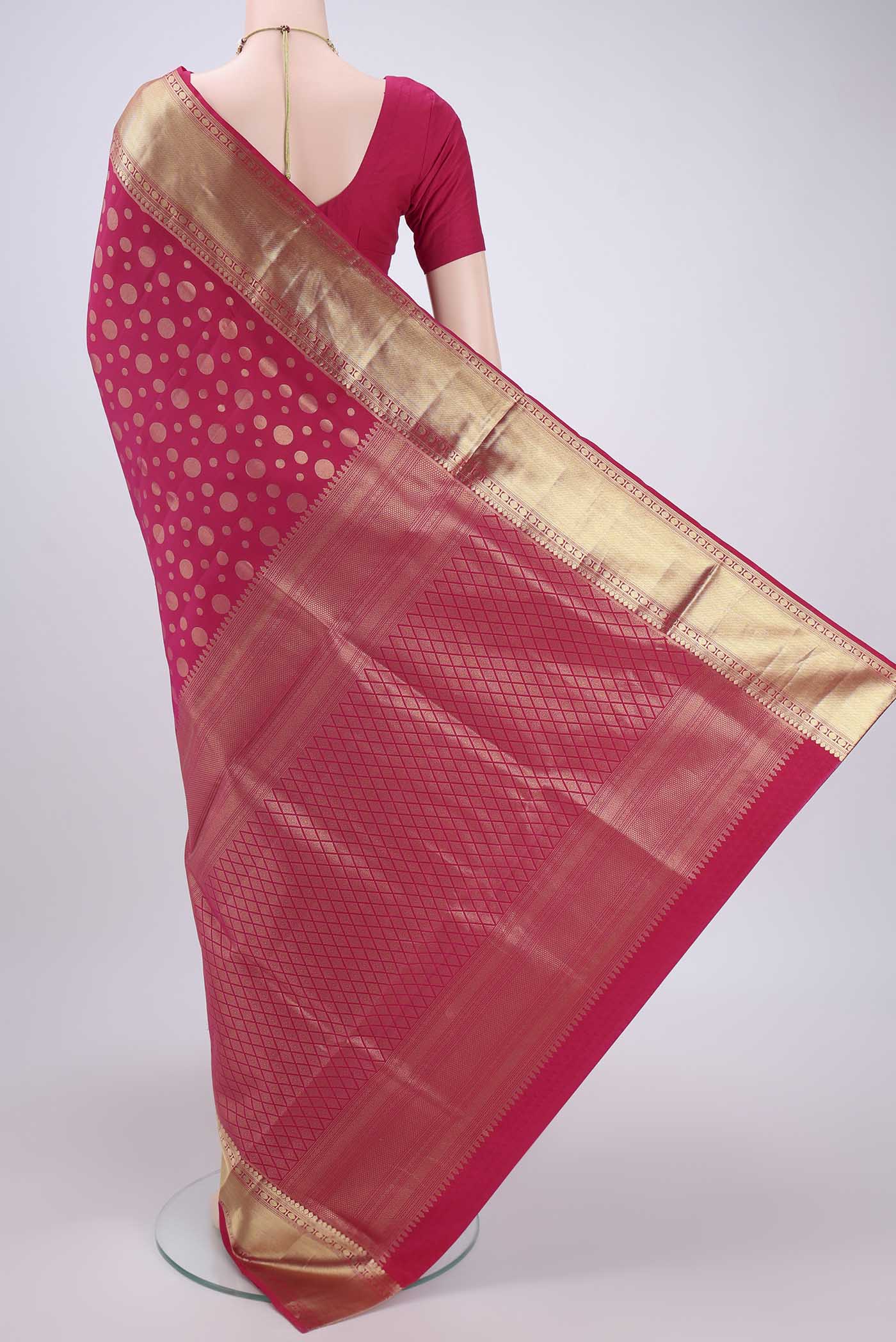 Dark Pink Soft Silk Saree - Image 3