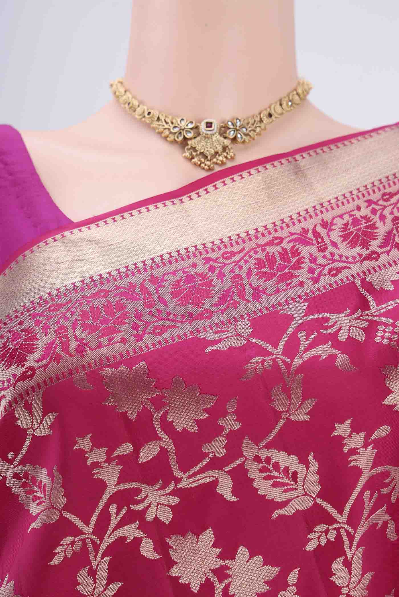 Rani Pink Soft Silk Saree - Image 2
