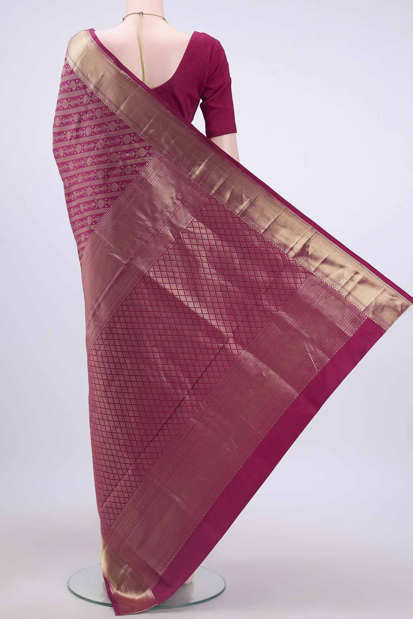 Rani Pink Soft Silk Saree - Image 3