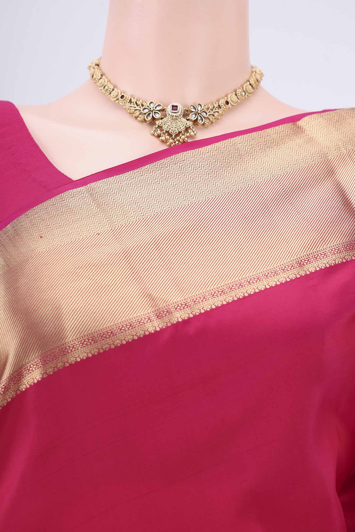 Rani Pink Soft Silk Saree - Image 2