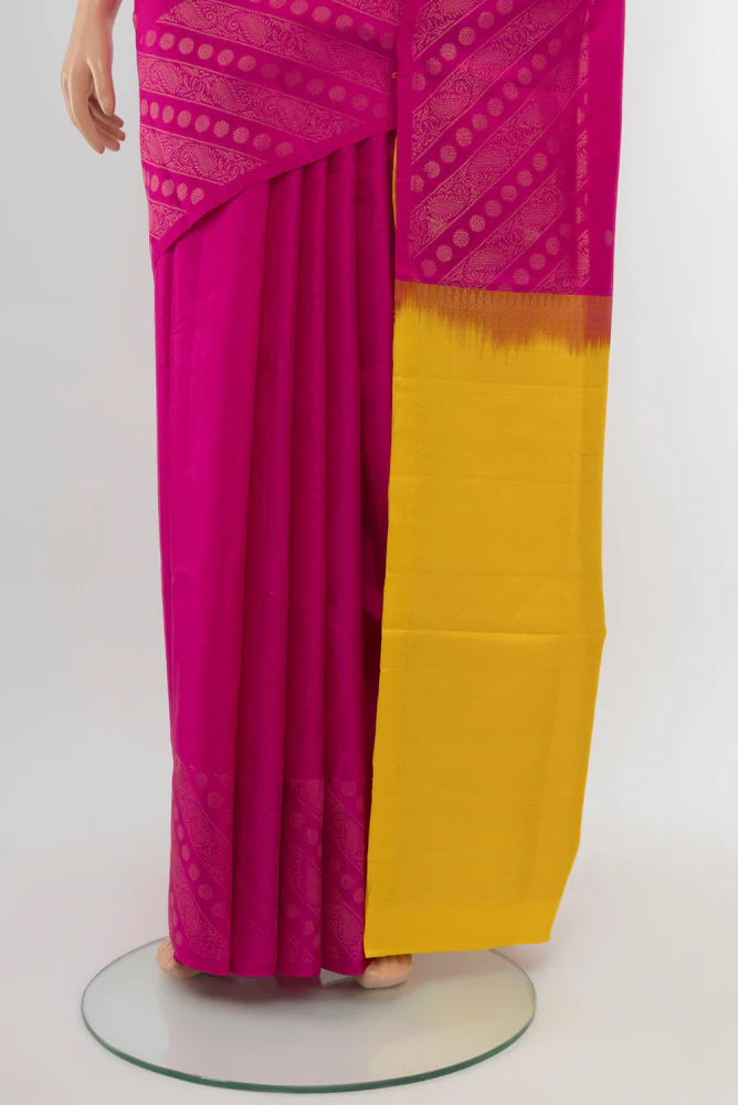 Rani Pink Soft Silk Saree - Image 3