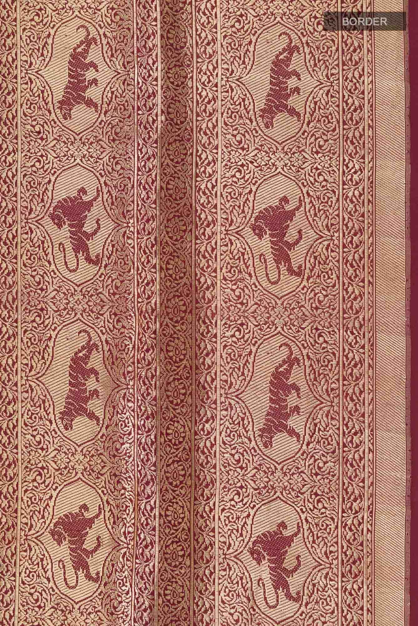 Ranthambore-Maroon Banarasi Silk Saree - Image 10
