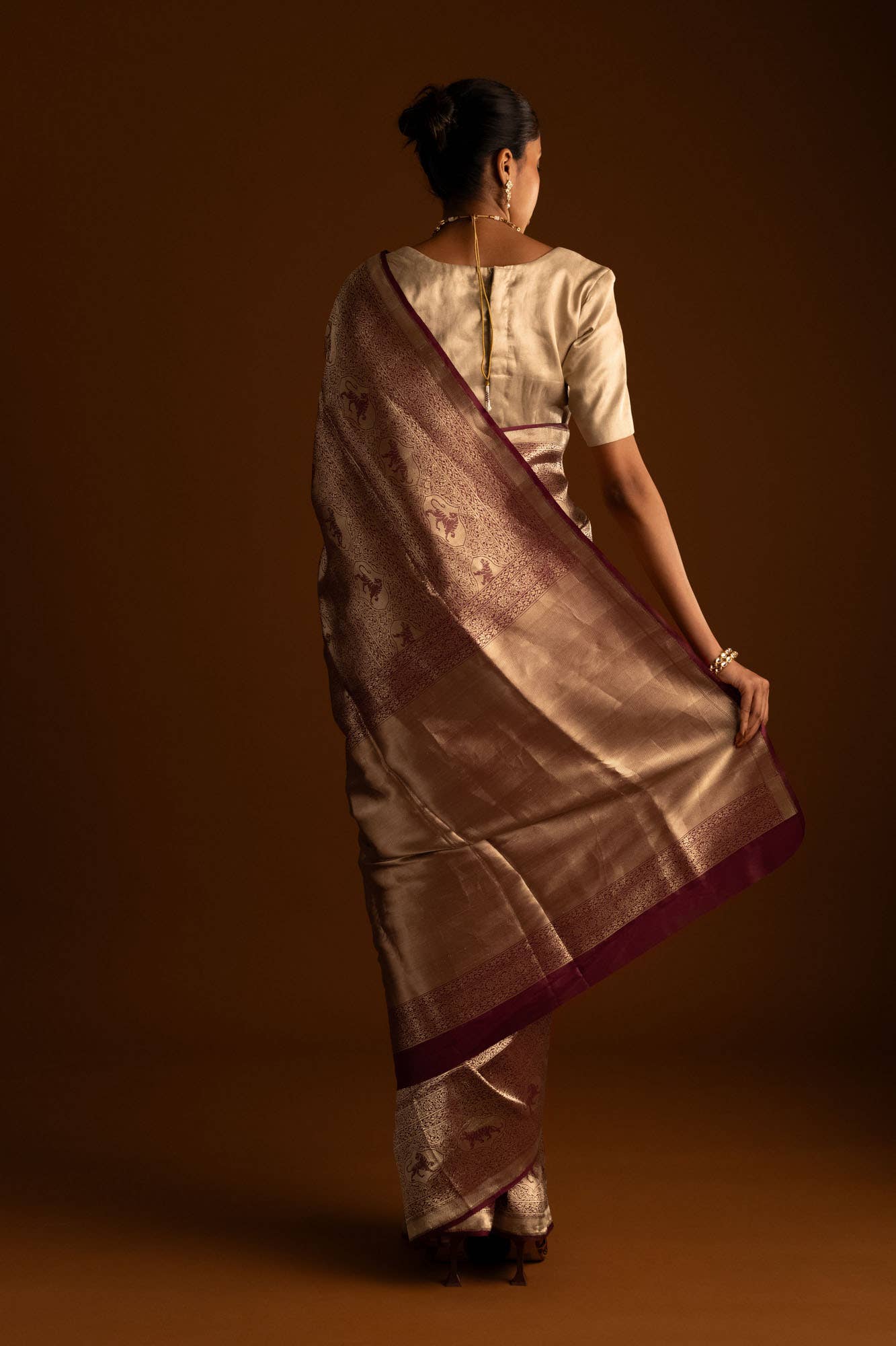 Ranthambore-Maroon Banarasi Silk Saree - Image 7