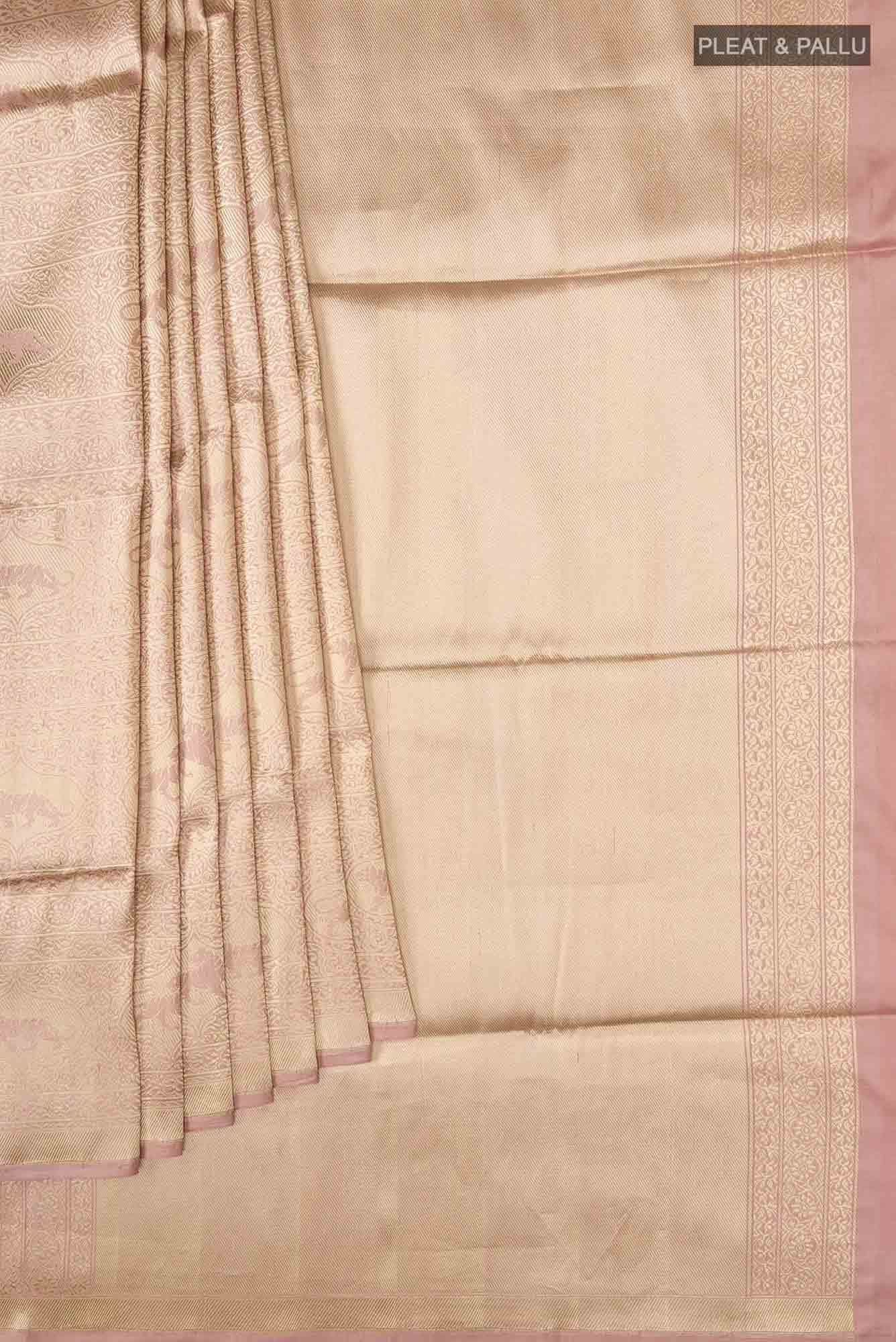 Ranthambore-Rose Gold Banarasi Silk Saree - Image 2
