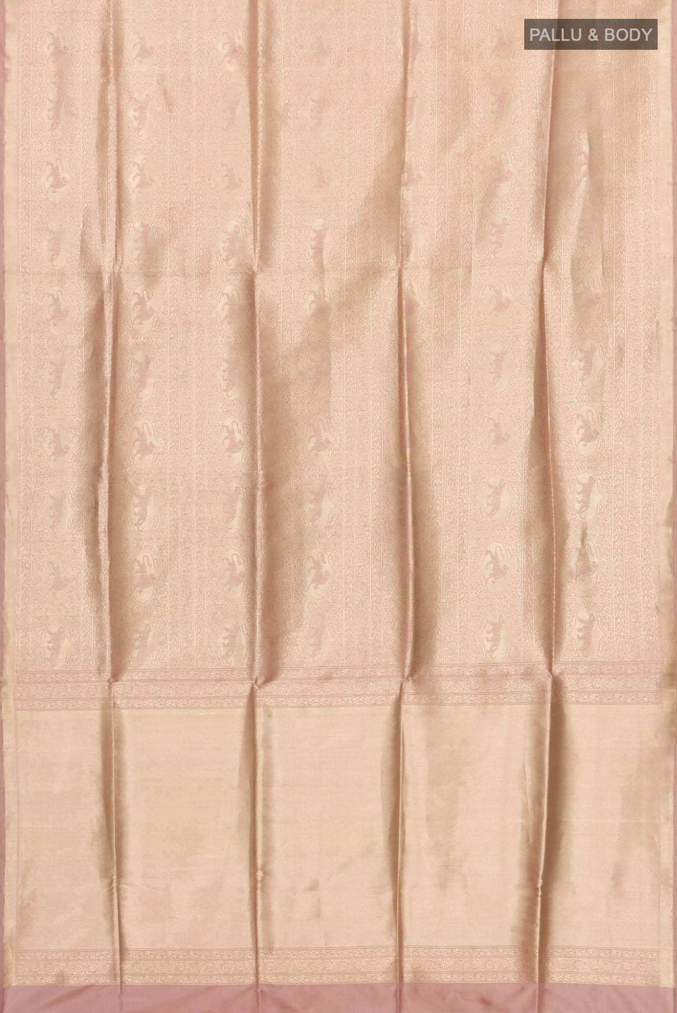 Ranthambore-Rose Gold Banarasi Silk Saree - Image 4