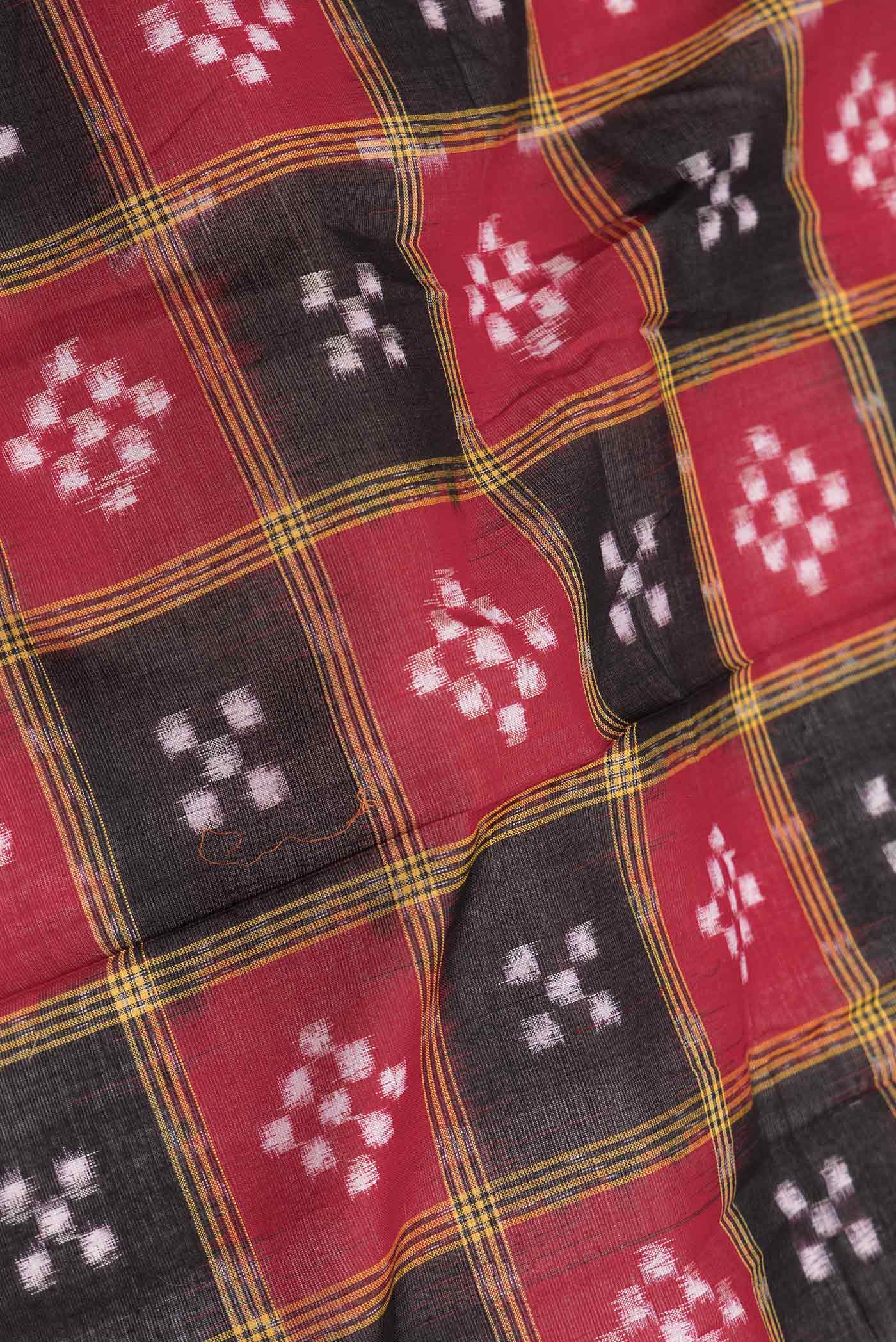 Red and Black Color Double Ikat Saree - Image 2