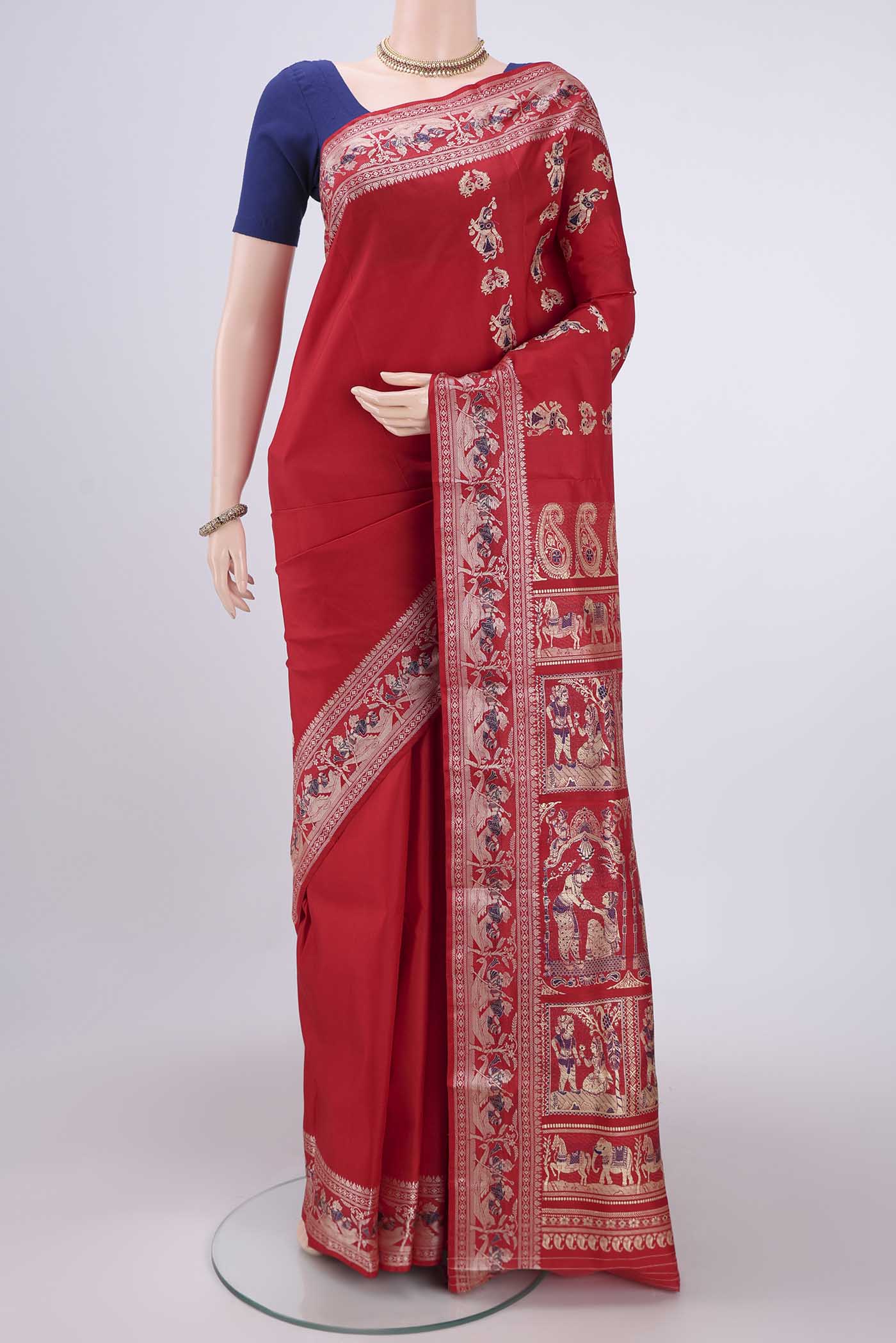 Red Baluchari Silk Saree
