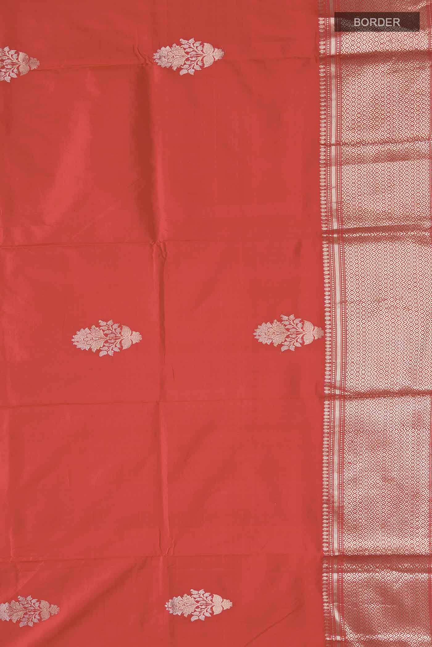 Red Banarasi Katan Silk Saree - Image 3