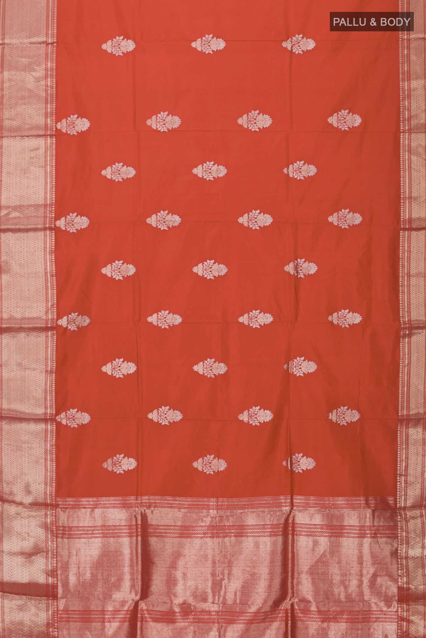 Red Banarasi Katan Silk Saree - Image 5