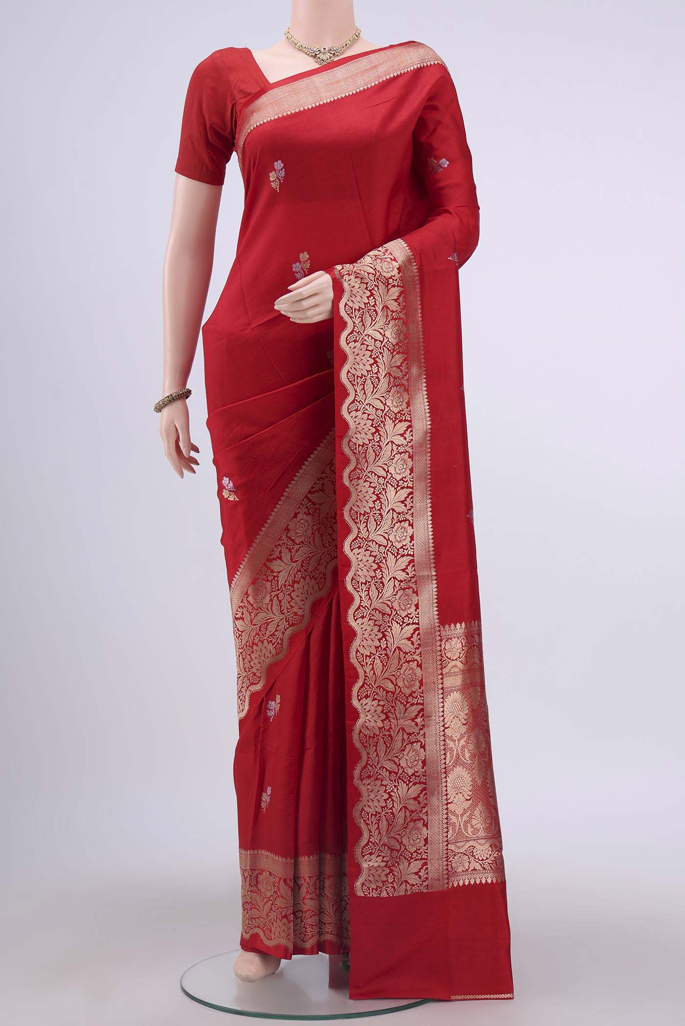 Red Banarasi Katan Silk Saree