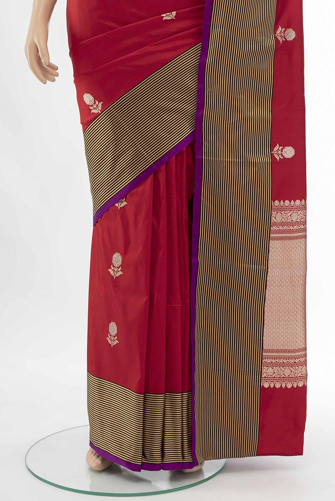 Red Banarasi Katan Silk Saree - Image 3