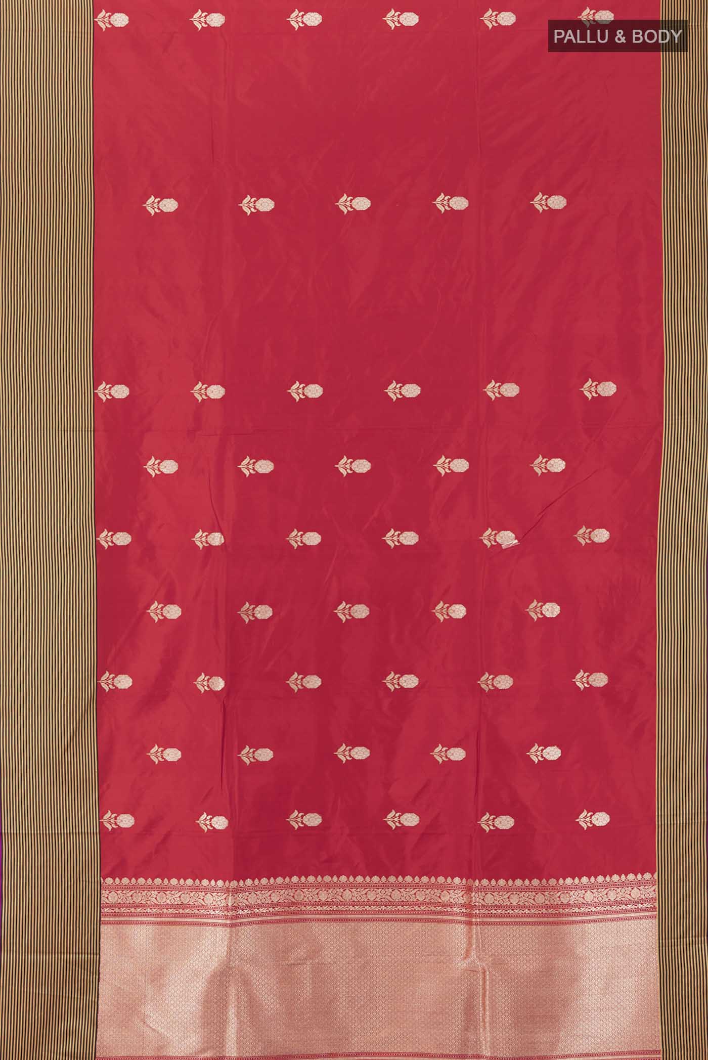 Red Banarasi Katan Silk Saree - Image 5