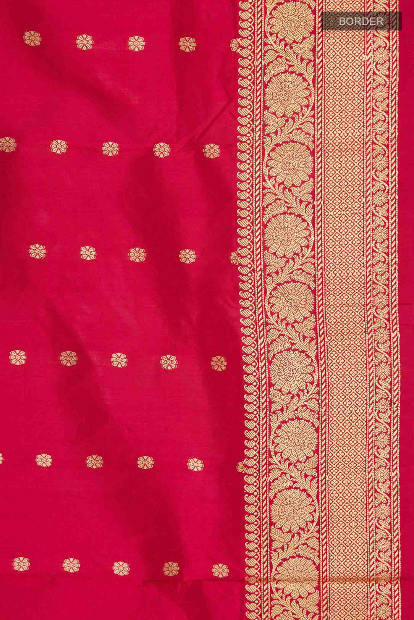 Red Banarasi Katan Silk Saree - Image 3