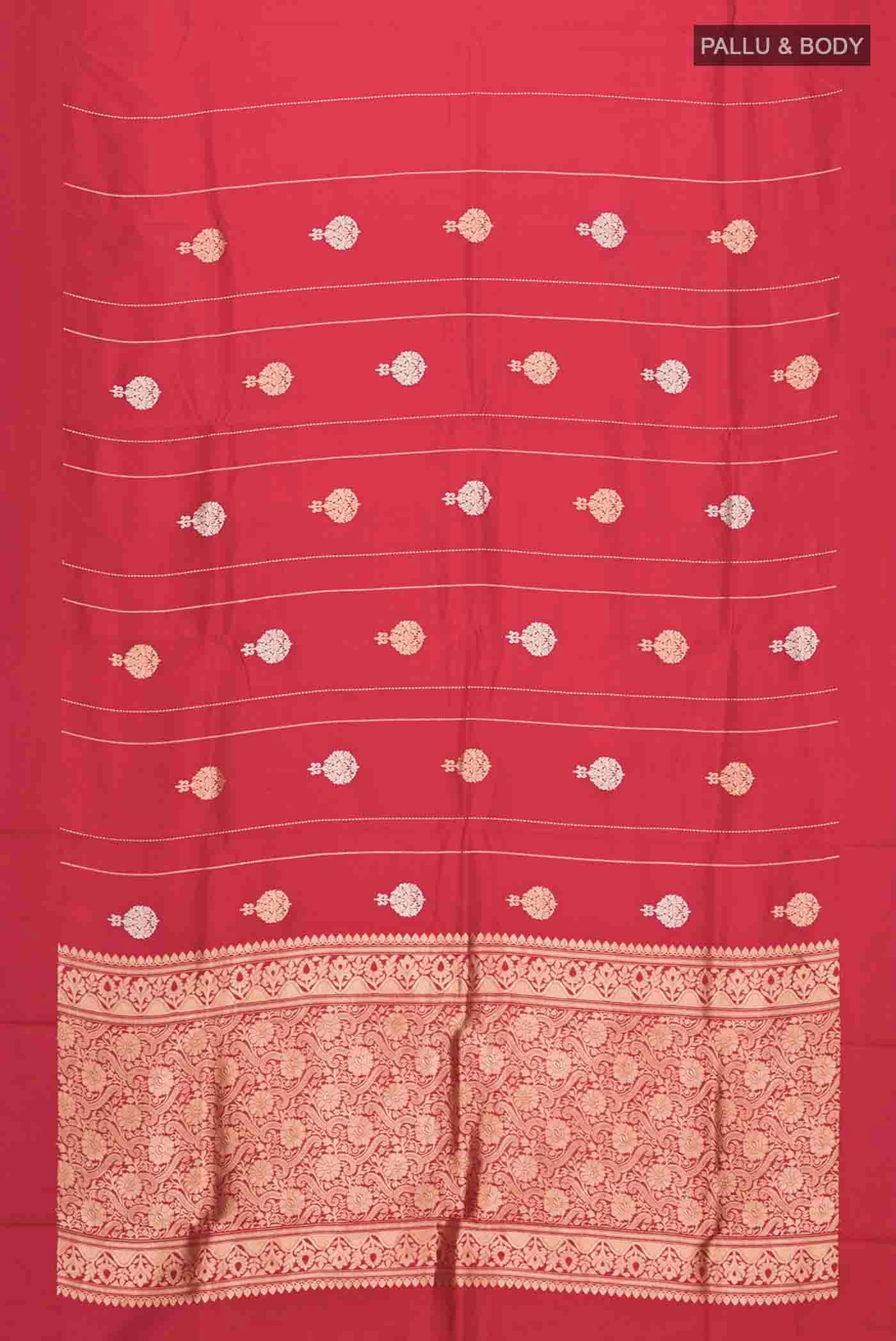 Red Banarasi Katan Silk Saree - Image 5