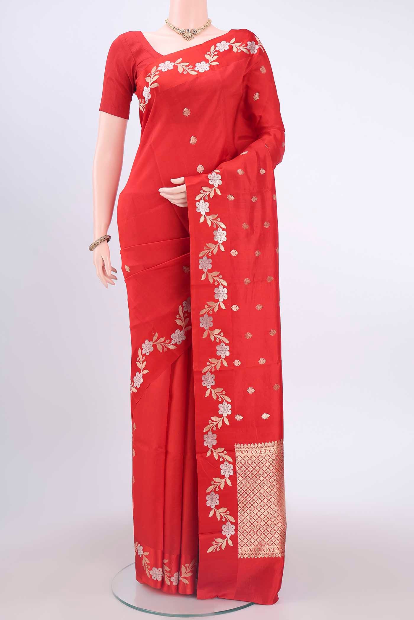 Red Banarasi Katan Silk Saree