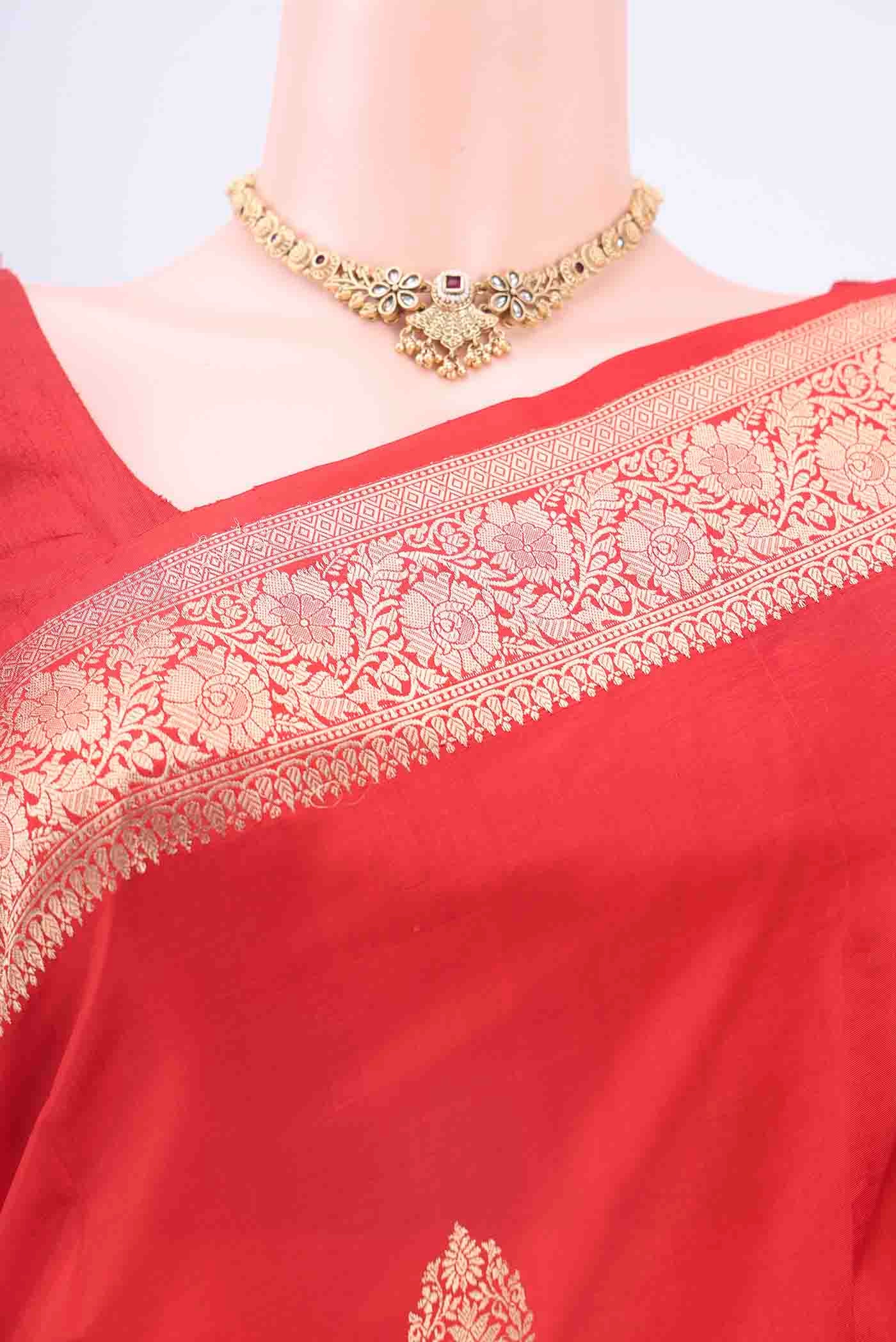 Red Banarasi Katan Silk Saree - Image 2