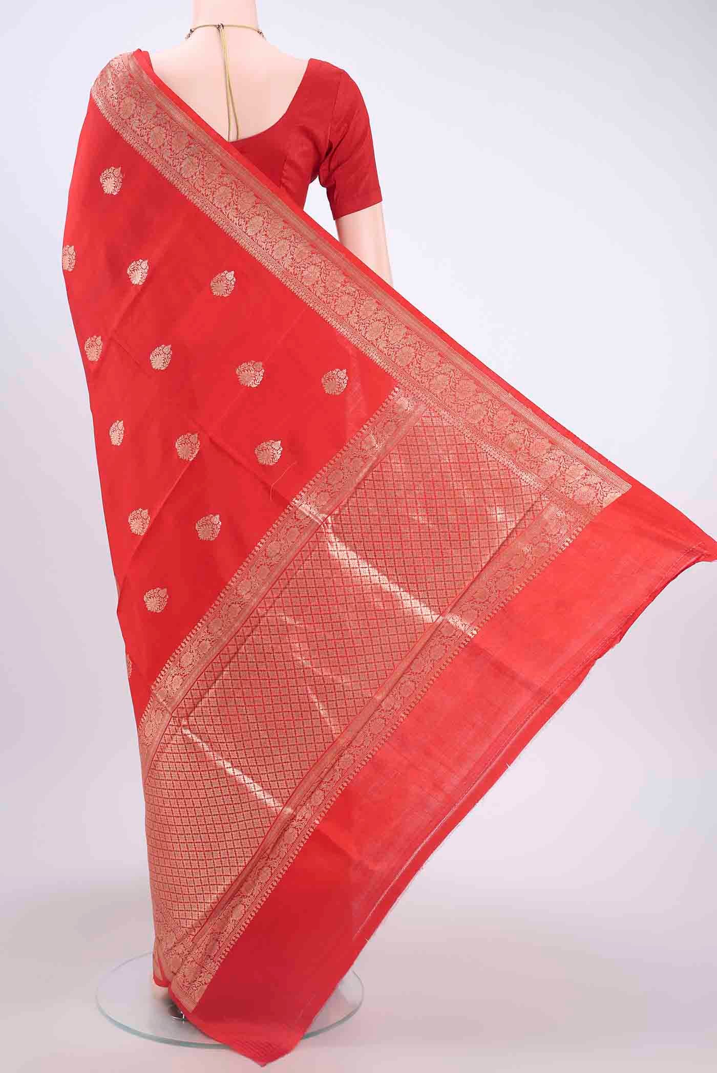 Red Banarasi Katan Silk Saree - Image 3