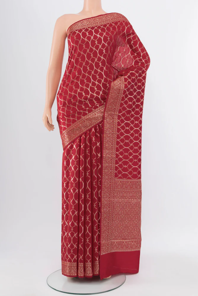 Red Banarasi Raw Silk Saree