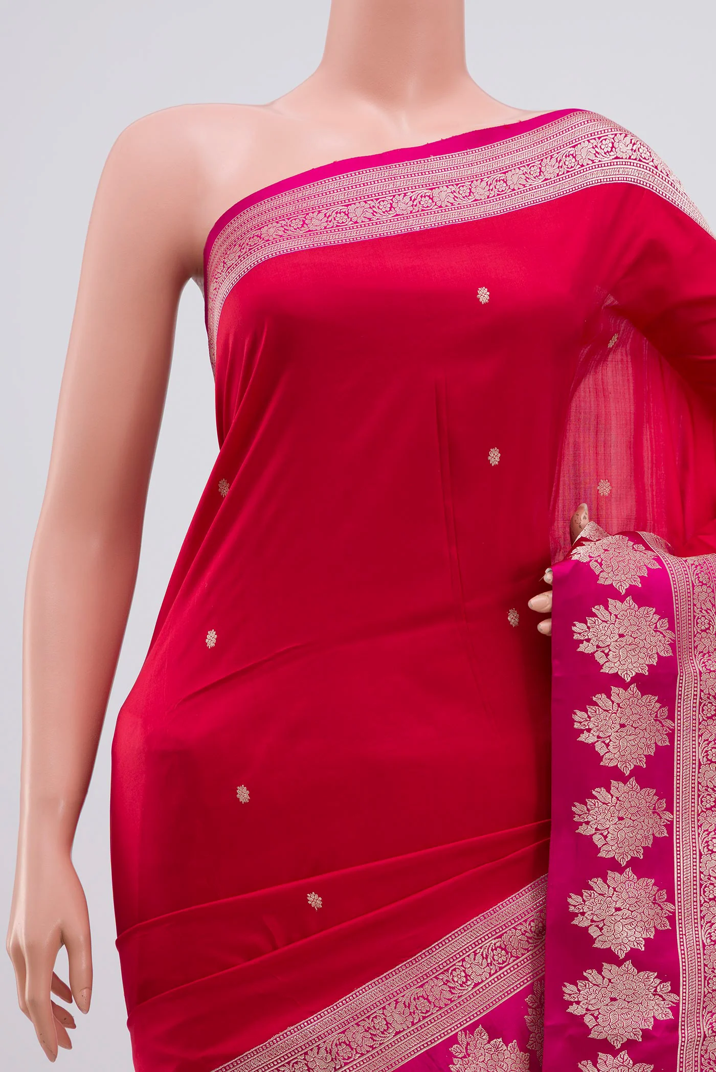 Red Banarasi Katan Silk Saree - Image 2