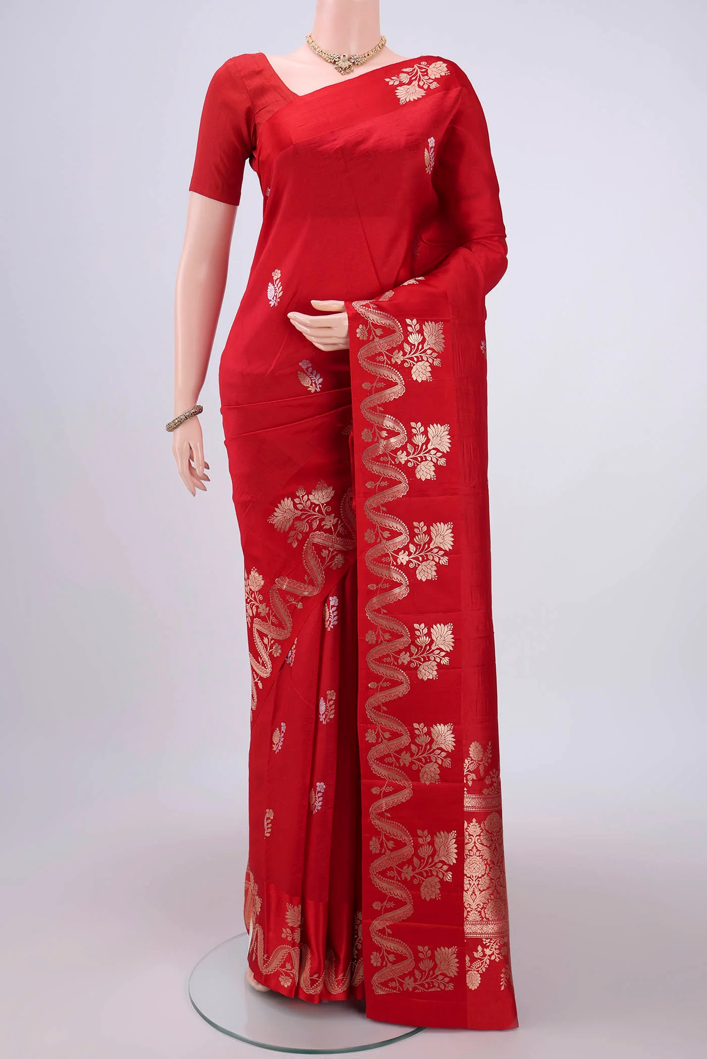 Red Banarasi Katan Silk Saree