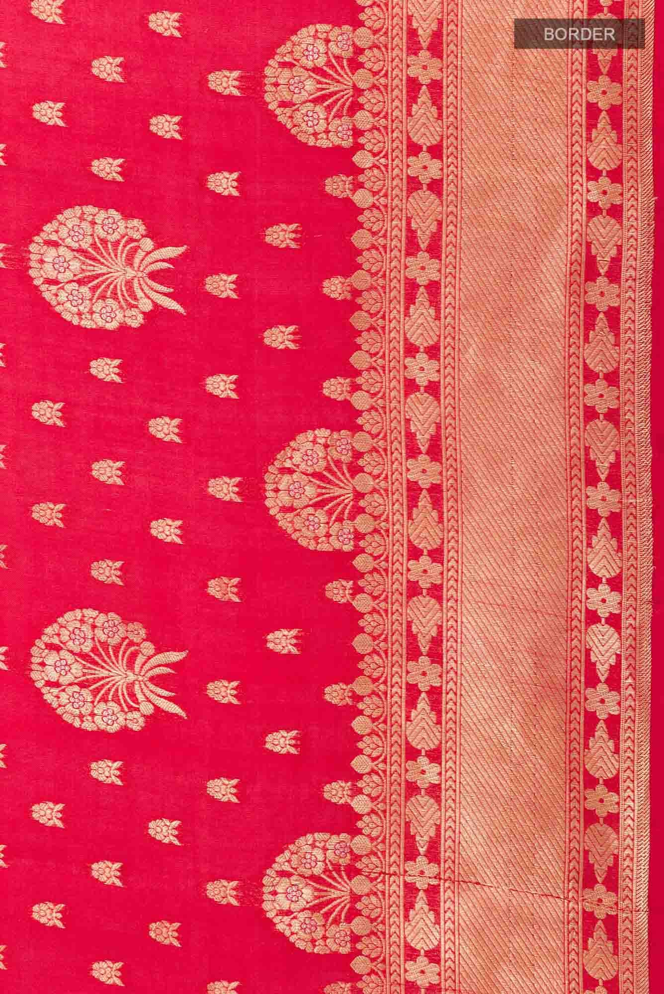 Red Banarasi Kora Silk Saree - Image 5