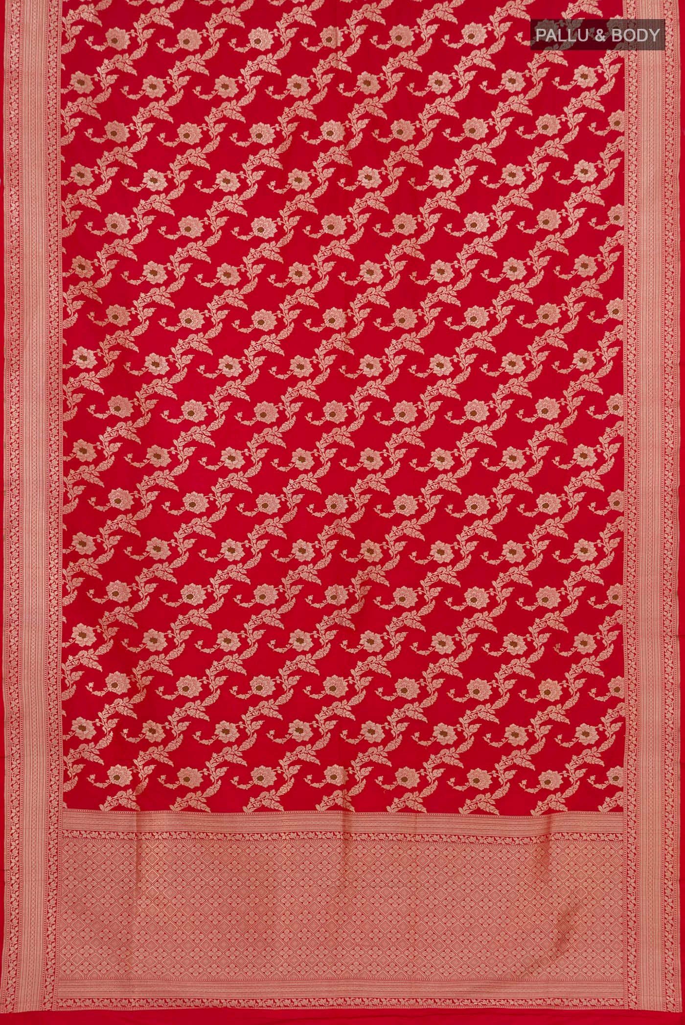 Red Banarasi Silk Saree - Image 5