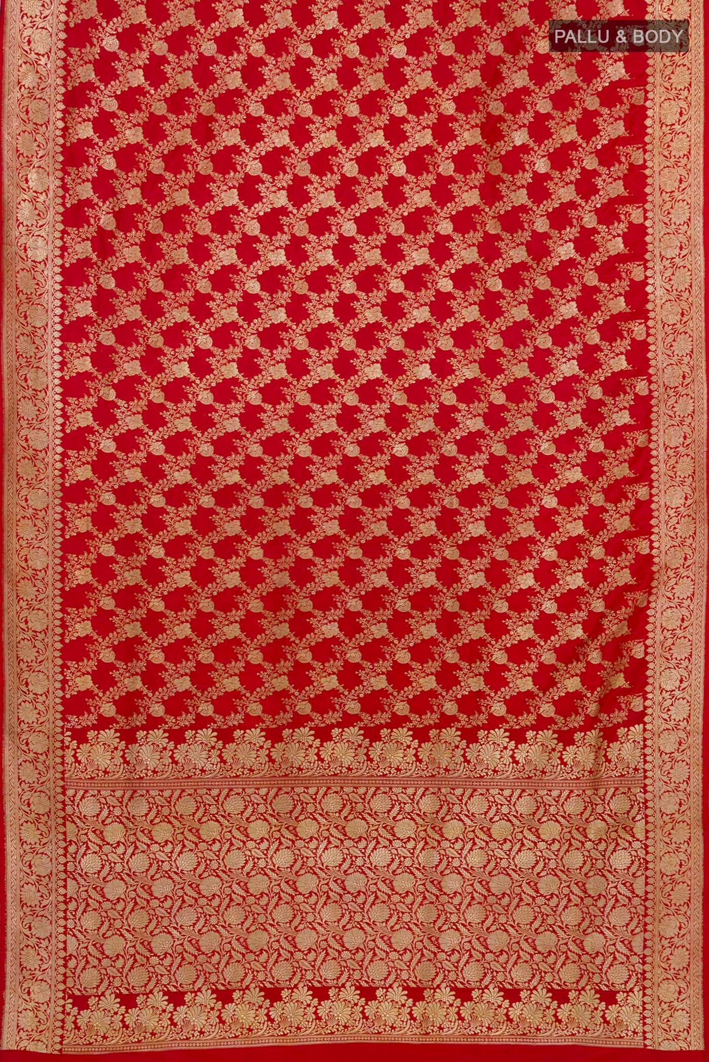 Red Banarasi Silk Saree - Image 5