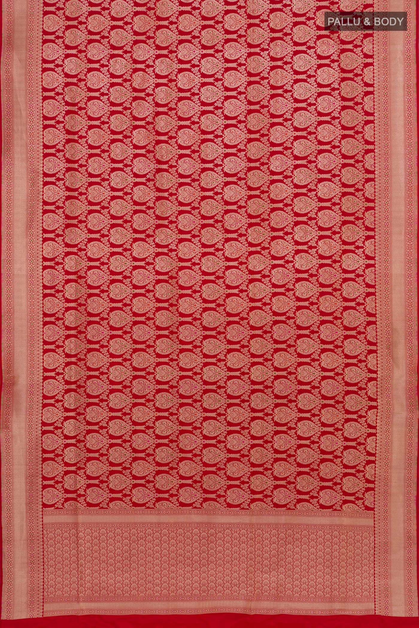 Red Banarasi Silk Saree - Image 6