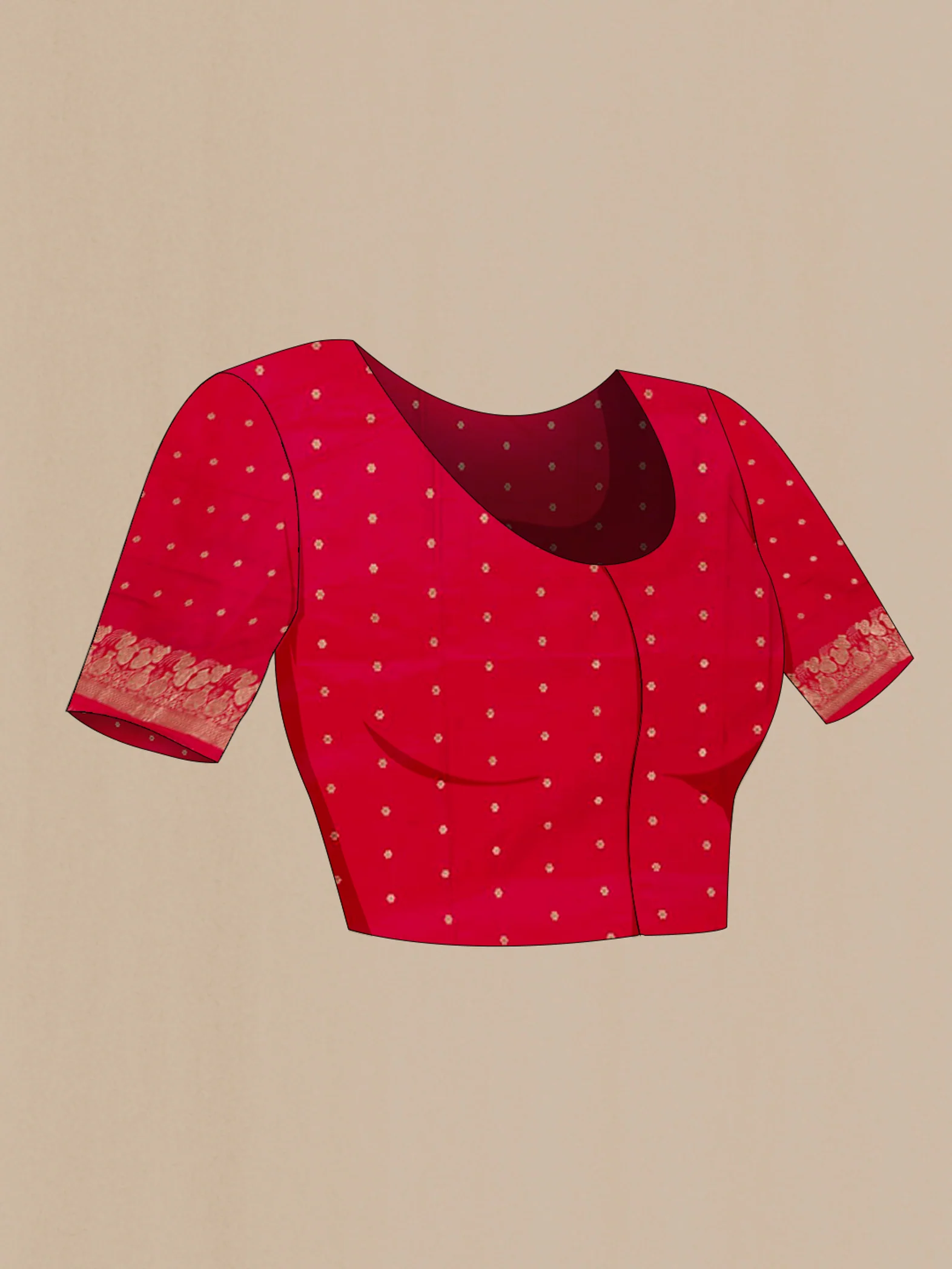 Red Banarasi Silk Saree - Image 4