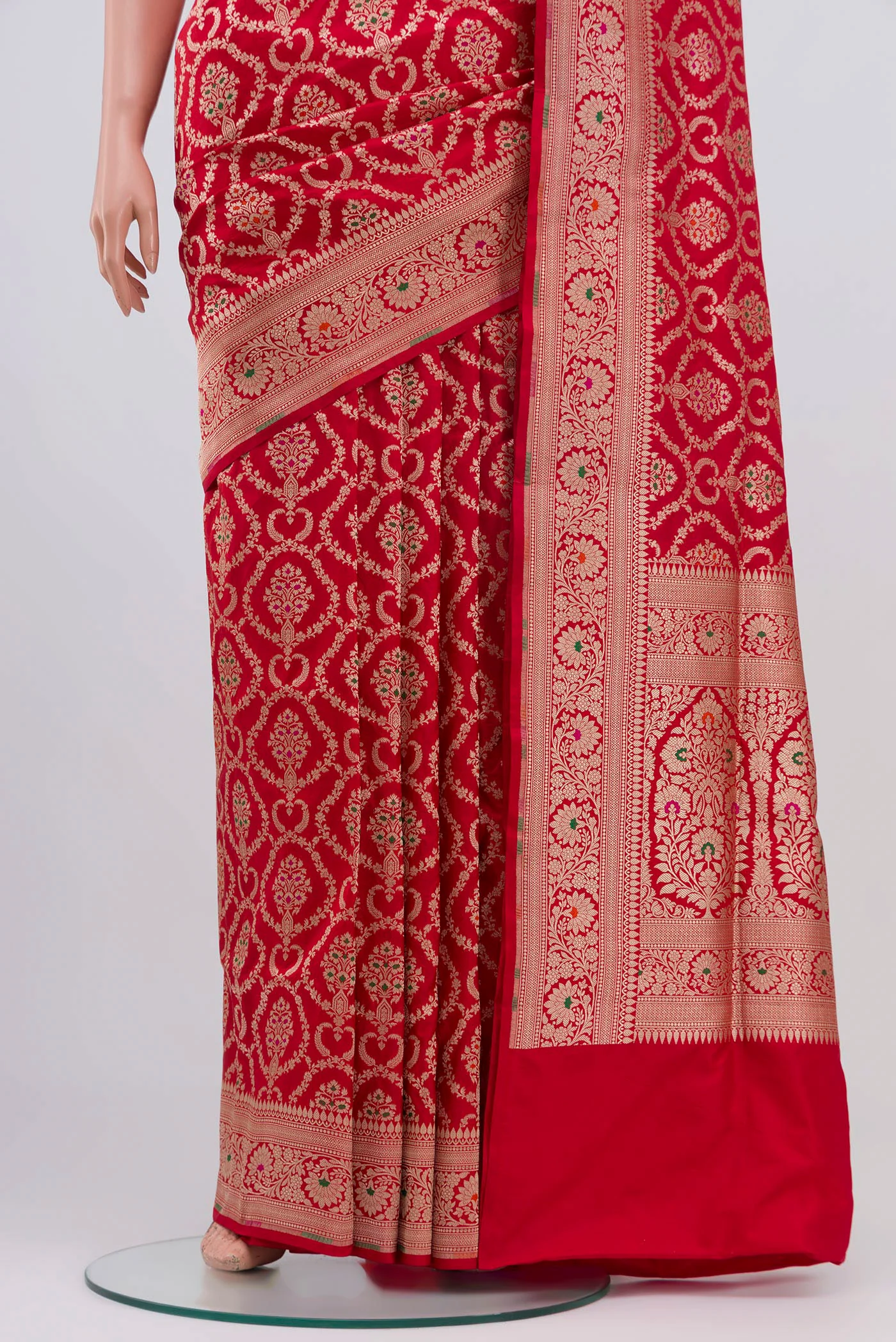 Red Banarasi Silk Saree - Image 3