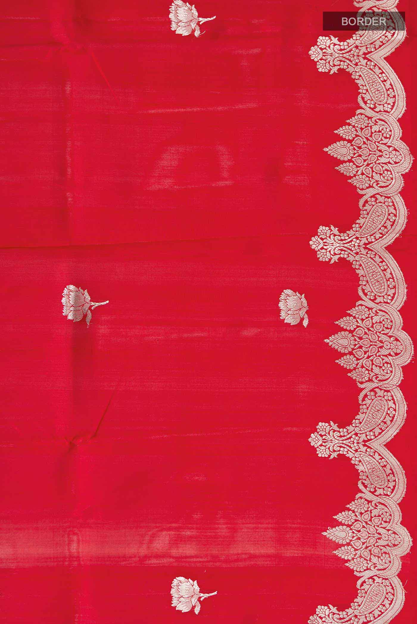 Red Banarasi Silk Saree - Image 3