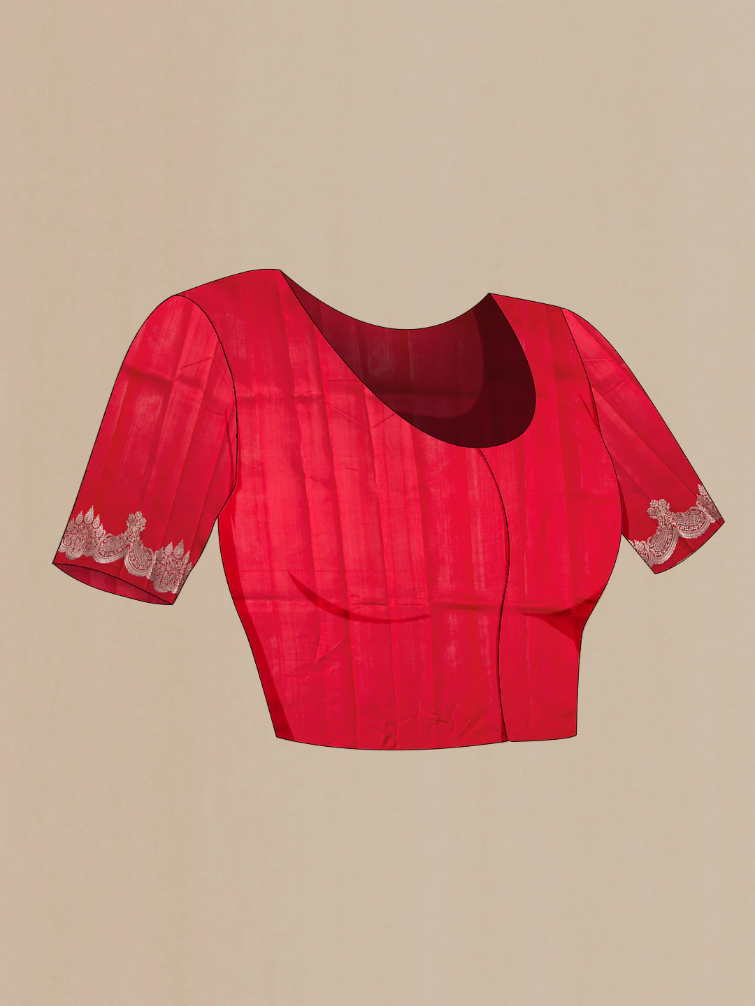 Red Banarasi Silk Saree - Image 4